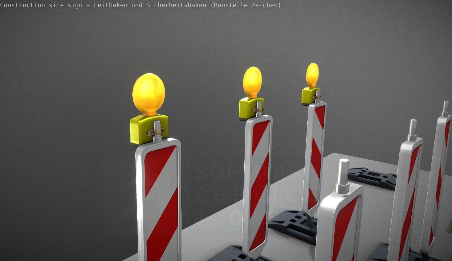 Construction Site Traffic Signs - Pack Low-poly 3D model_6