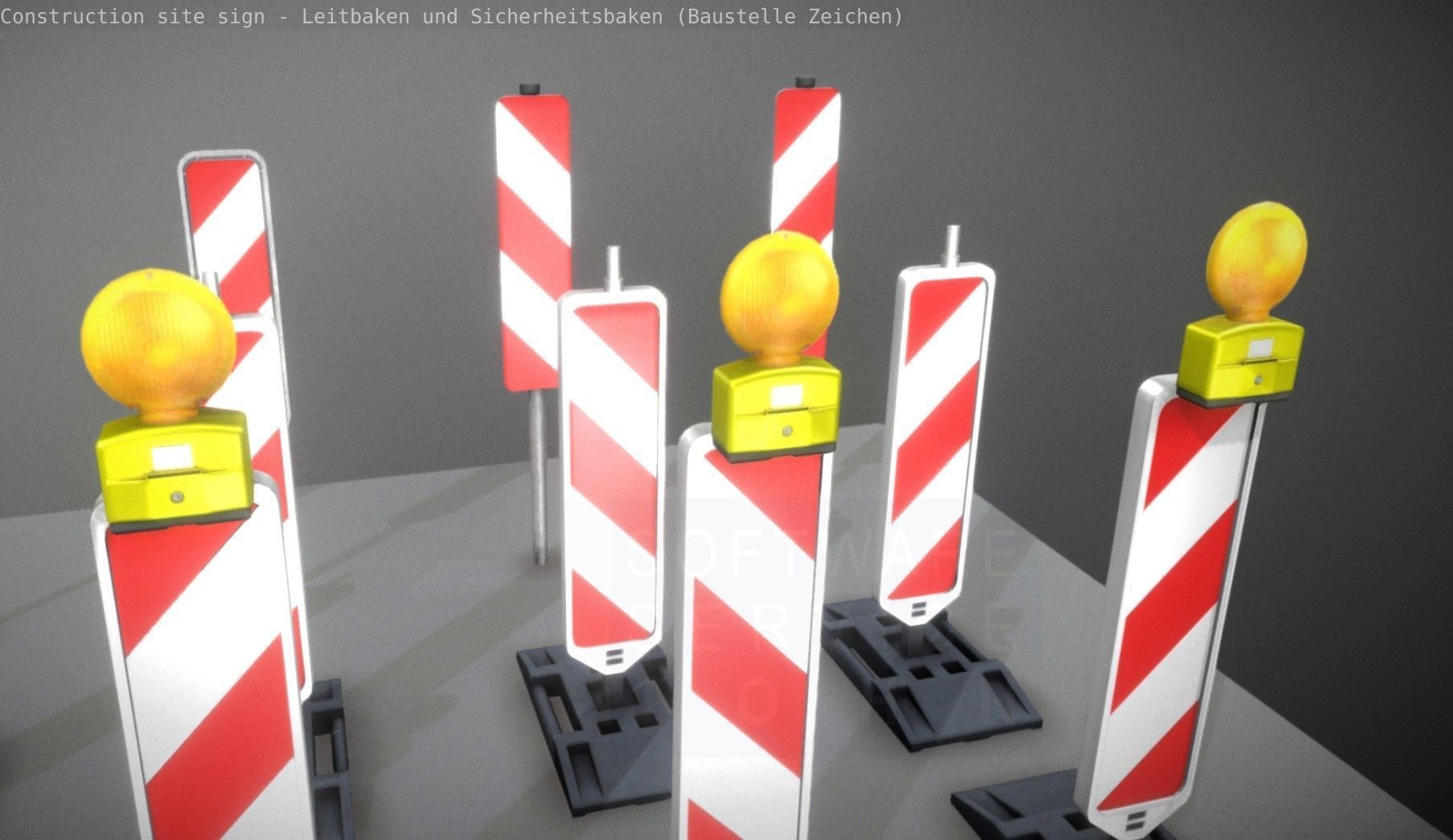 Construction Site Traffic Signs - Pack Low-poly 3D model_87