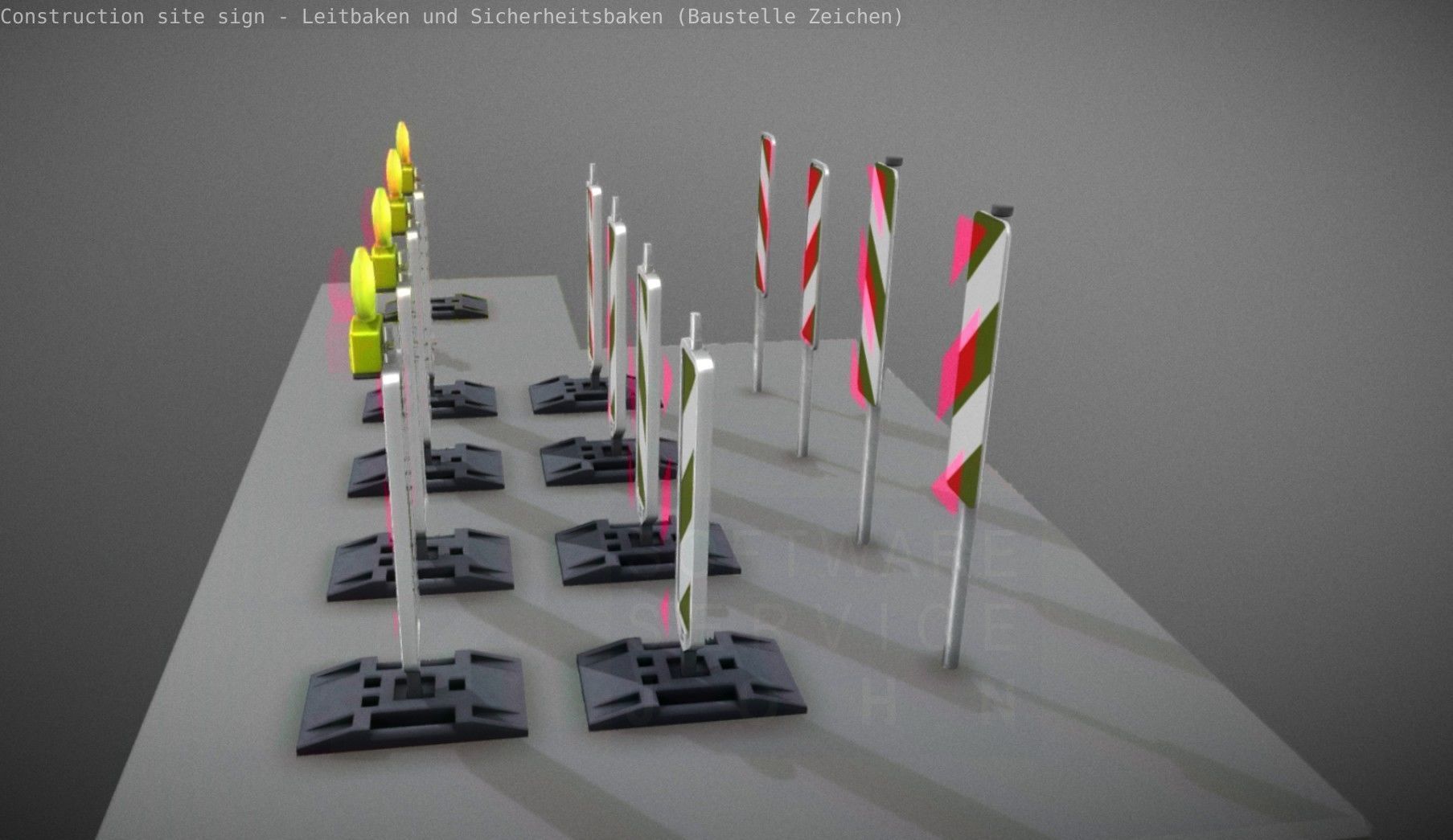 Construction Site Traffic Signs - Pack Low-poly 3D model_60