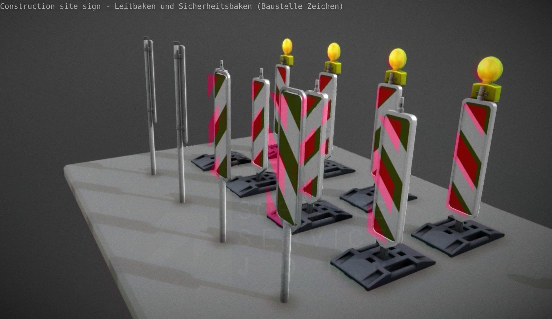 Construction Site Traffic Signs - Pack Low-poly 3D model_35