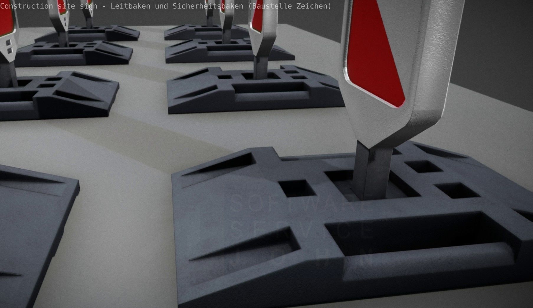 Construction Site Traffic Signs - Pack Low-poly 3D model_10