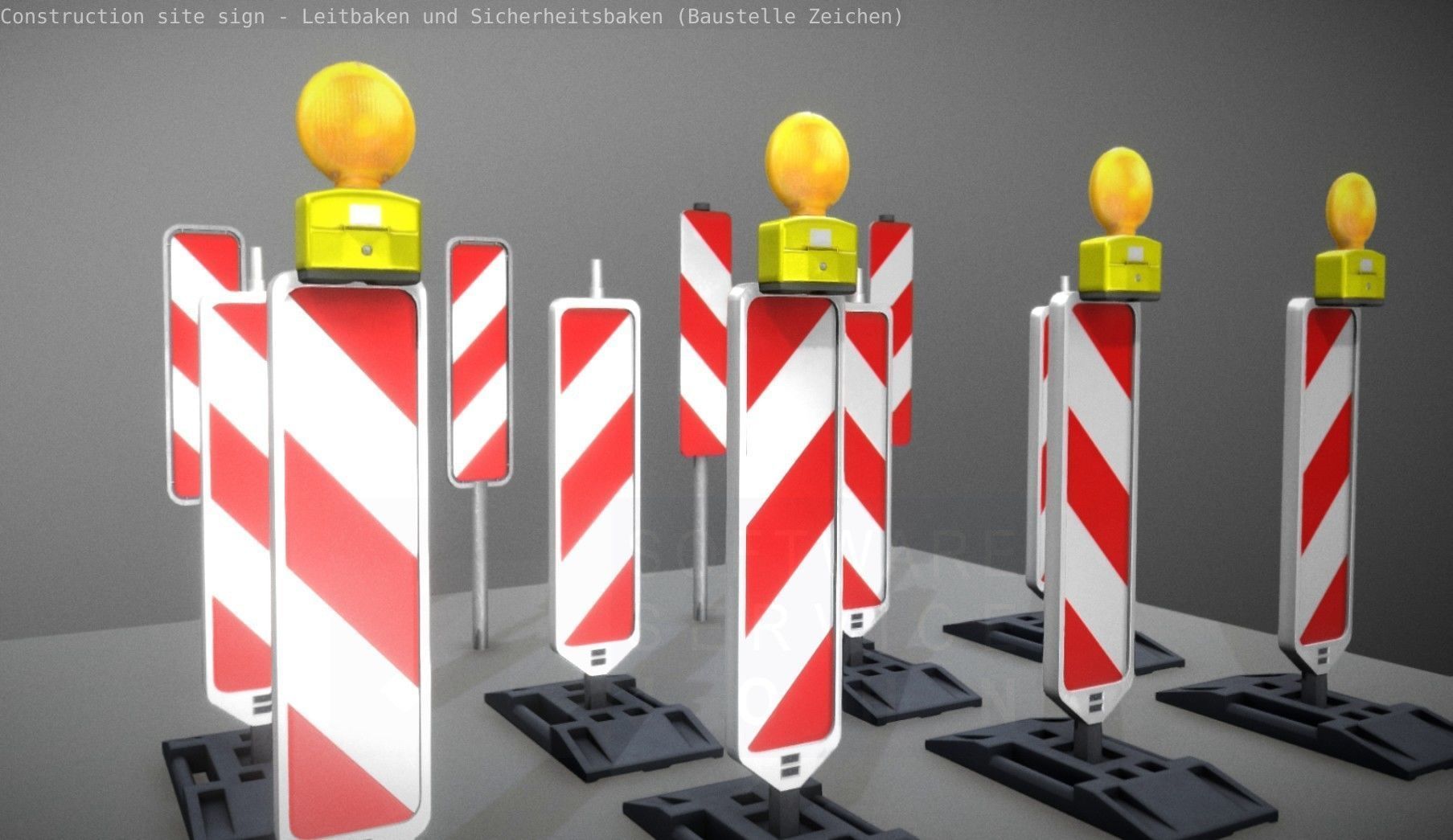 Construction Site Traffic Signs - Pack Low-poly 3D model_32