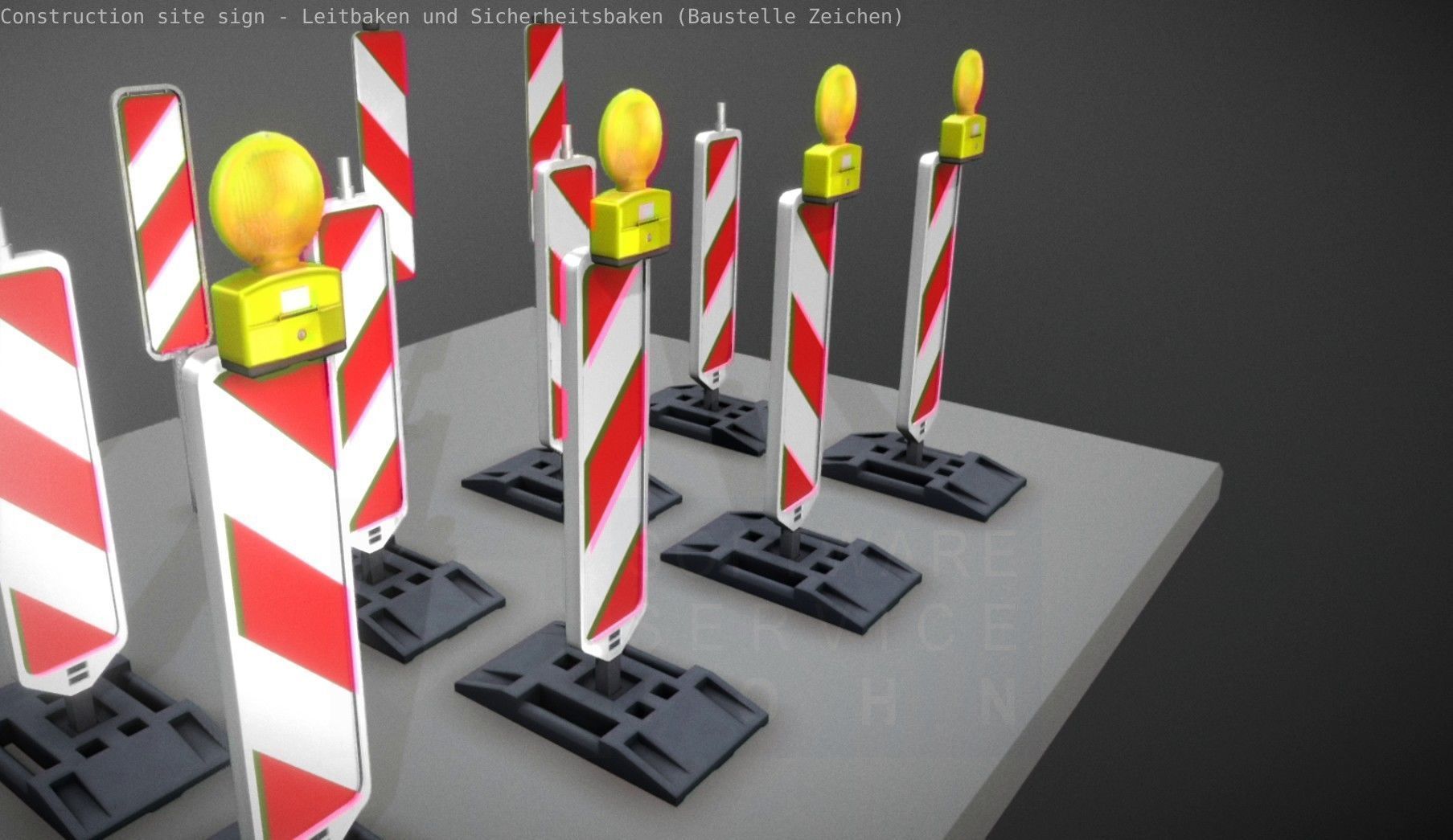 Construction Site Traffic Signs - Pack Low-poly 3D model_65
