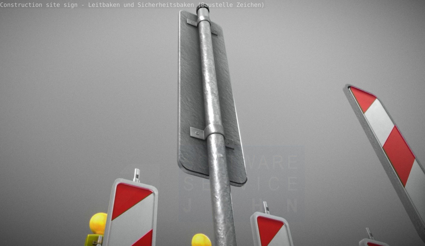 Construction Site Traffic Signs - Pack Low-poly 3D model_11