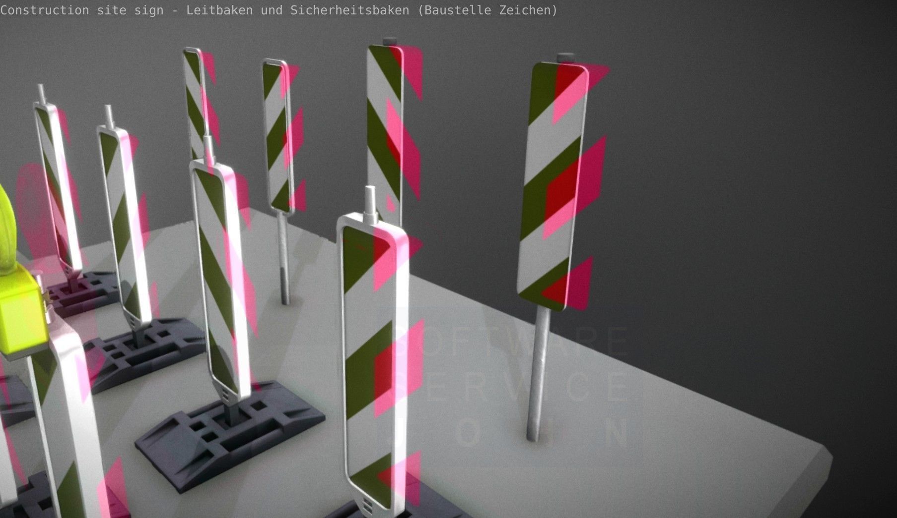 Construction Site Traffic Signs - Pack Low-poly 3D model_81