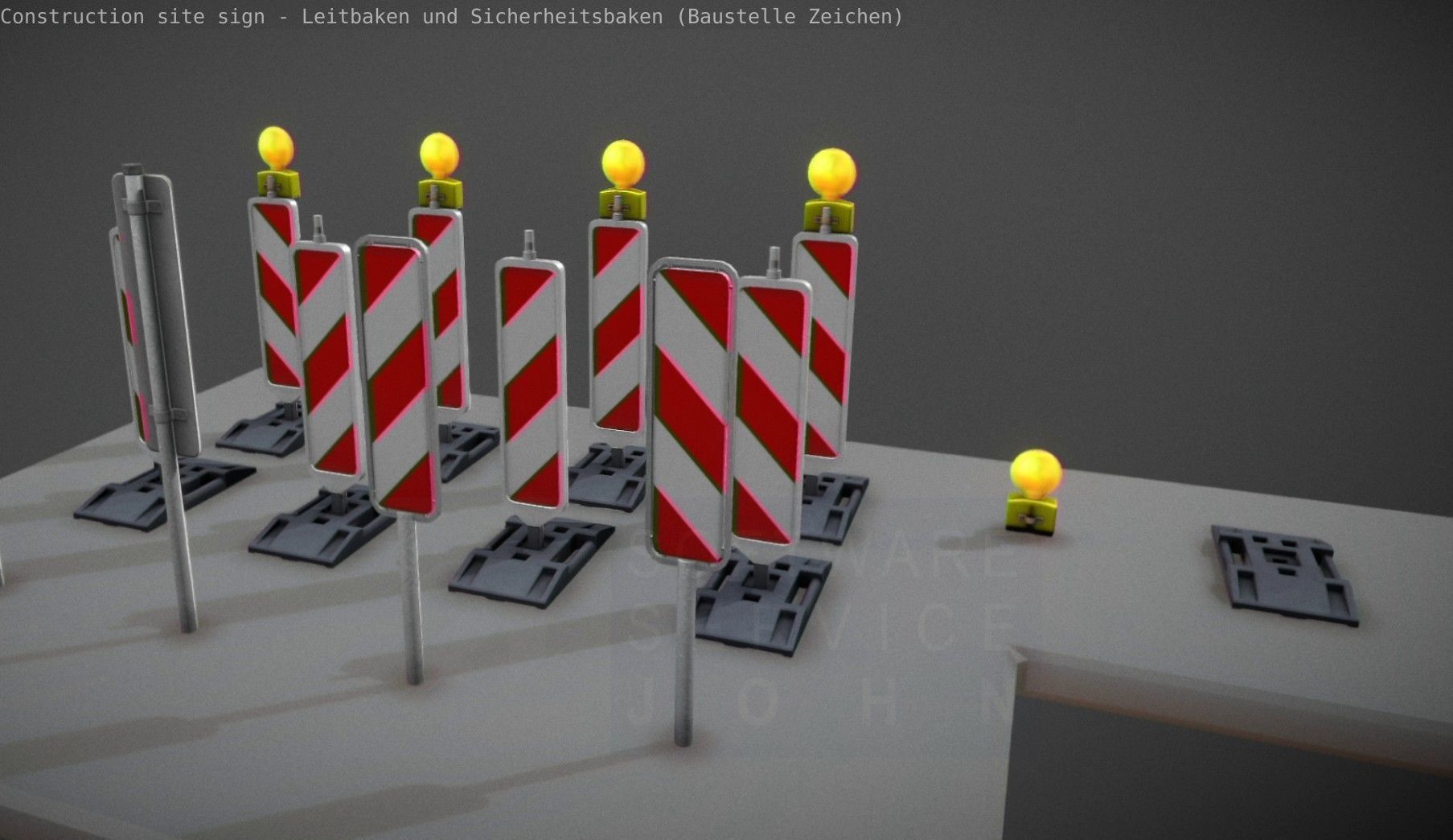 Construction Site Traffic Signs - Pack Low-poly 3D model_39