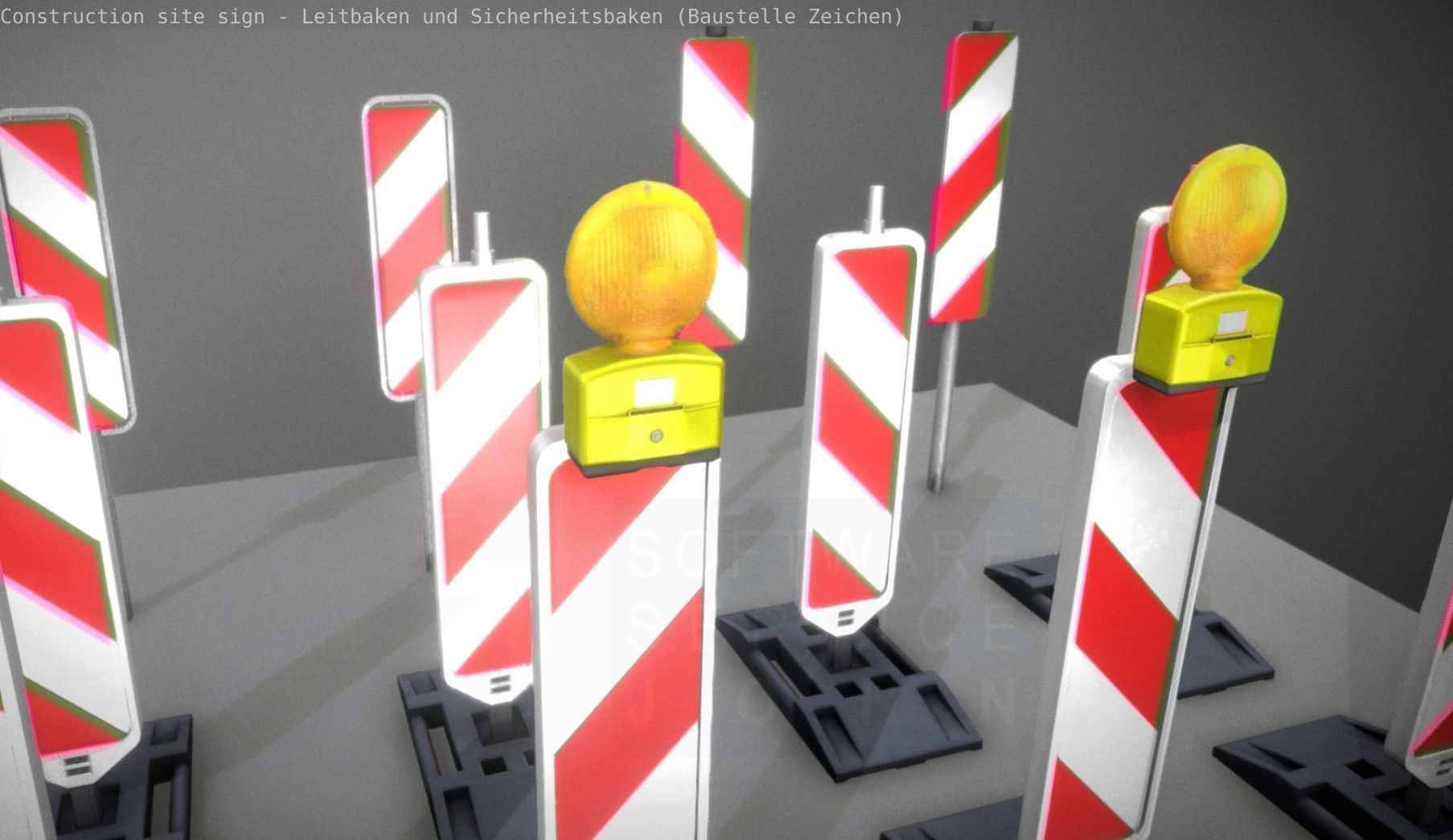 Construction Site Traffic Signs - Pack Low-poly 3D model_88