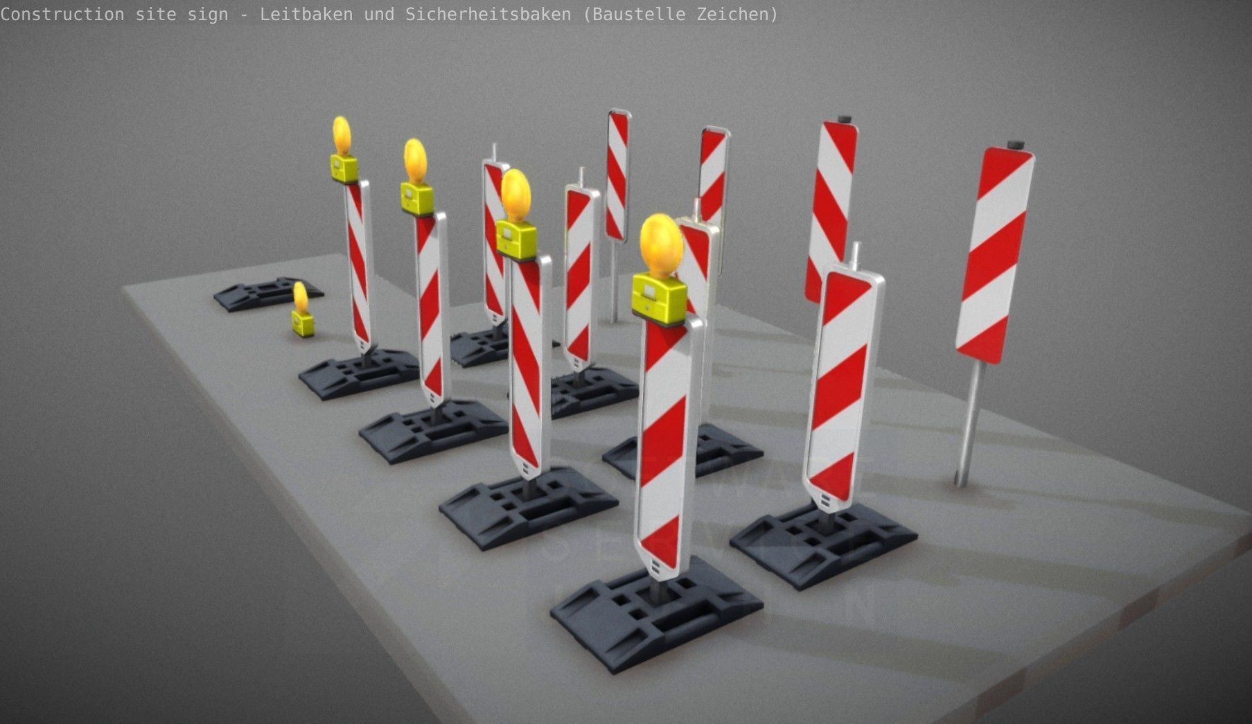 Construction Site Traffic Signs - Pack Low-poly 3D model_80
