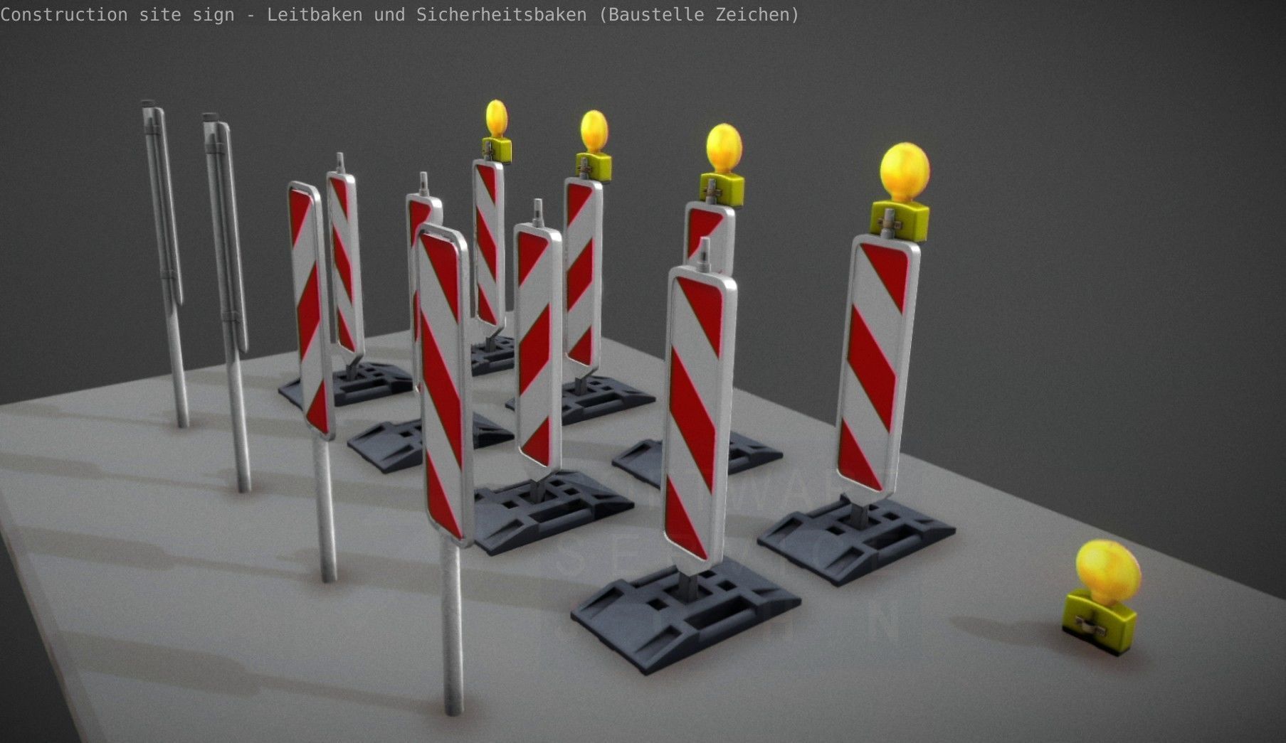 Construction Site Traffic Signs - Pack Low-poly 3D model_66
