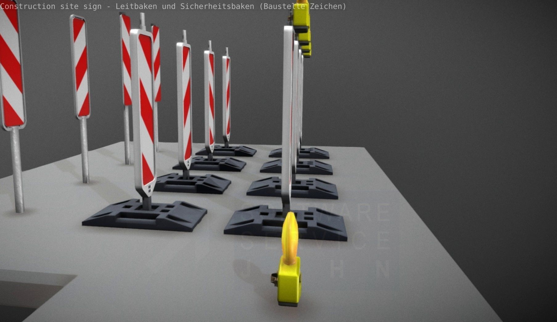 Construction Site Traffic Signs - Pack Low-poly 3D model_98