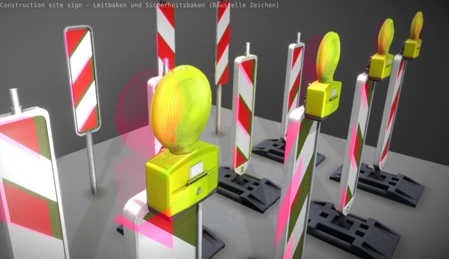 Construction Site Traffic Signs - Pack Low-poly 3D model_31