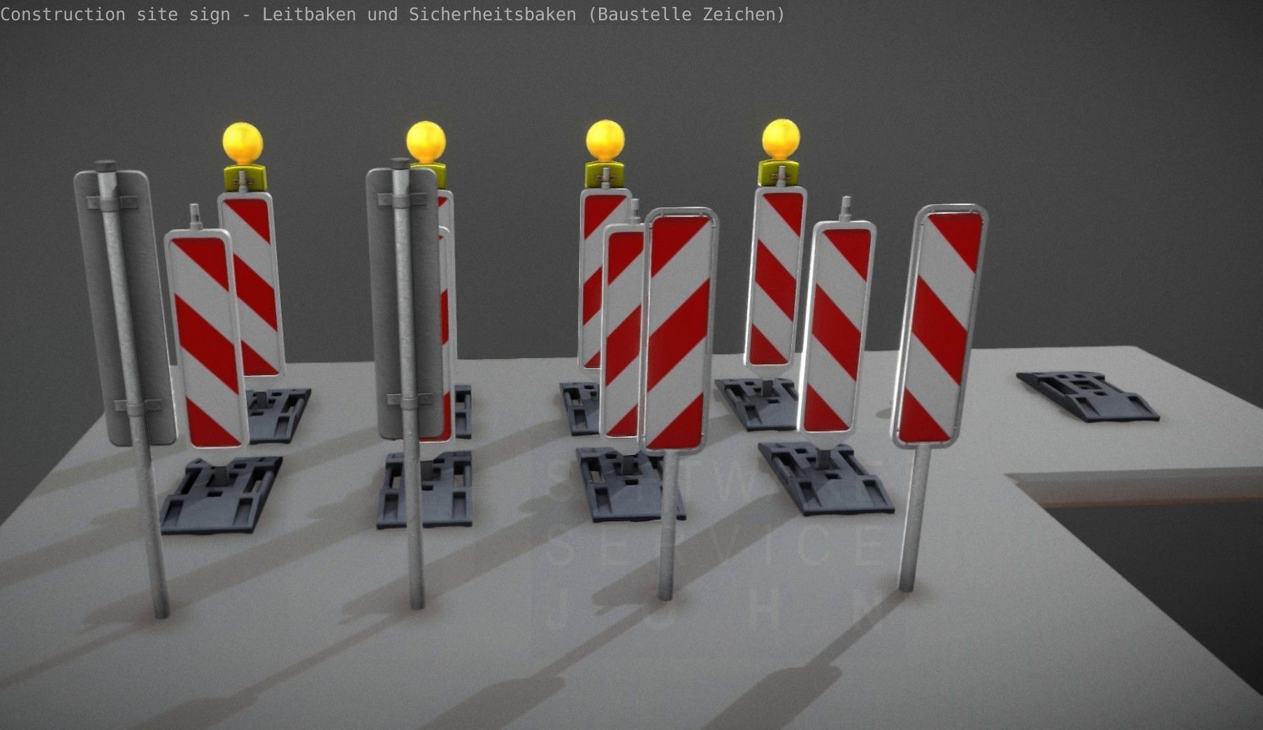 Construction Site Traffic Signs - Pack Low-poly 3D model_70