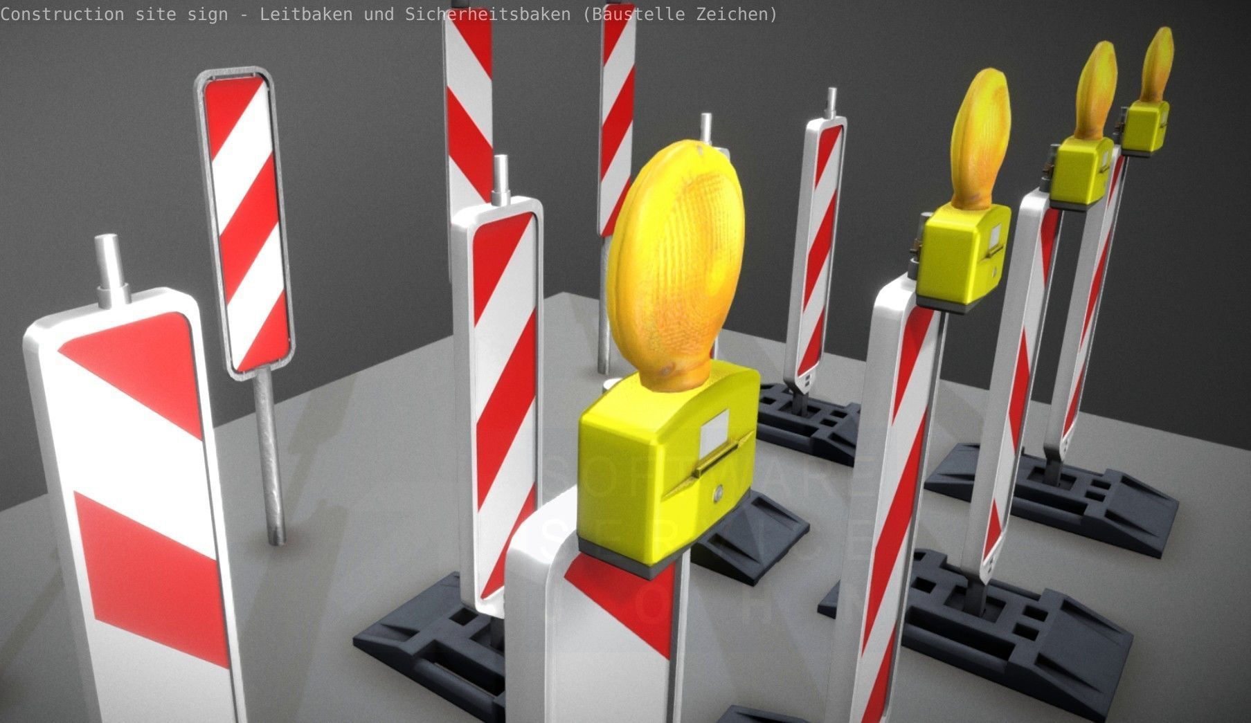 Construction Site Traffic Signs - Pack Low-poly 3D model_29