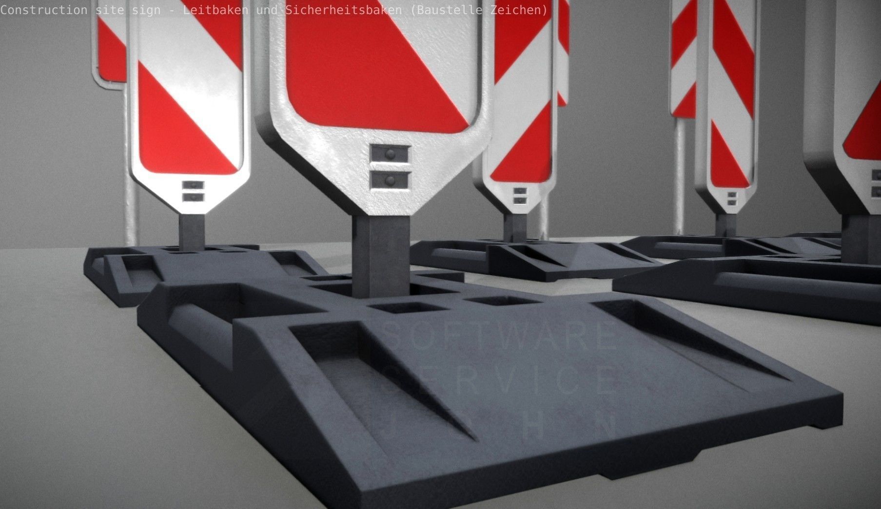 Construction Site Traffic Signs - Pack Low-poly 3D model_20
