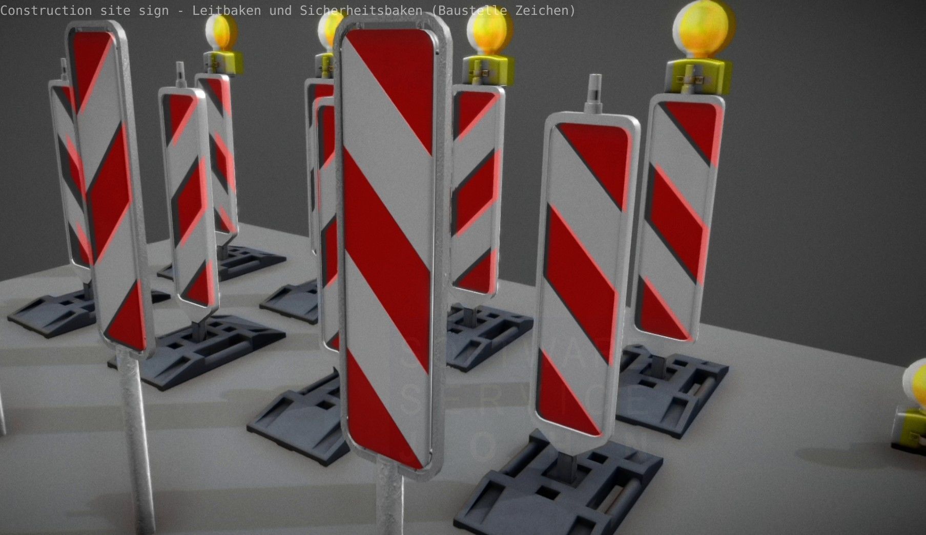 Construction Site Traffic Signs - Pack Low-poly 3D model_71