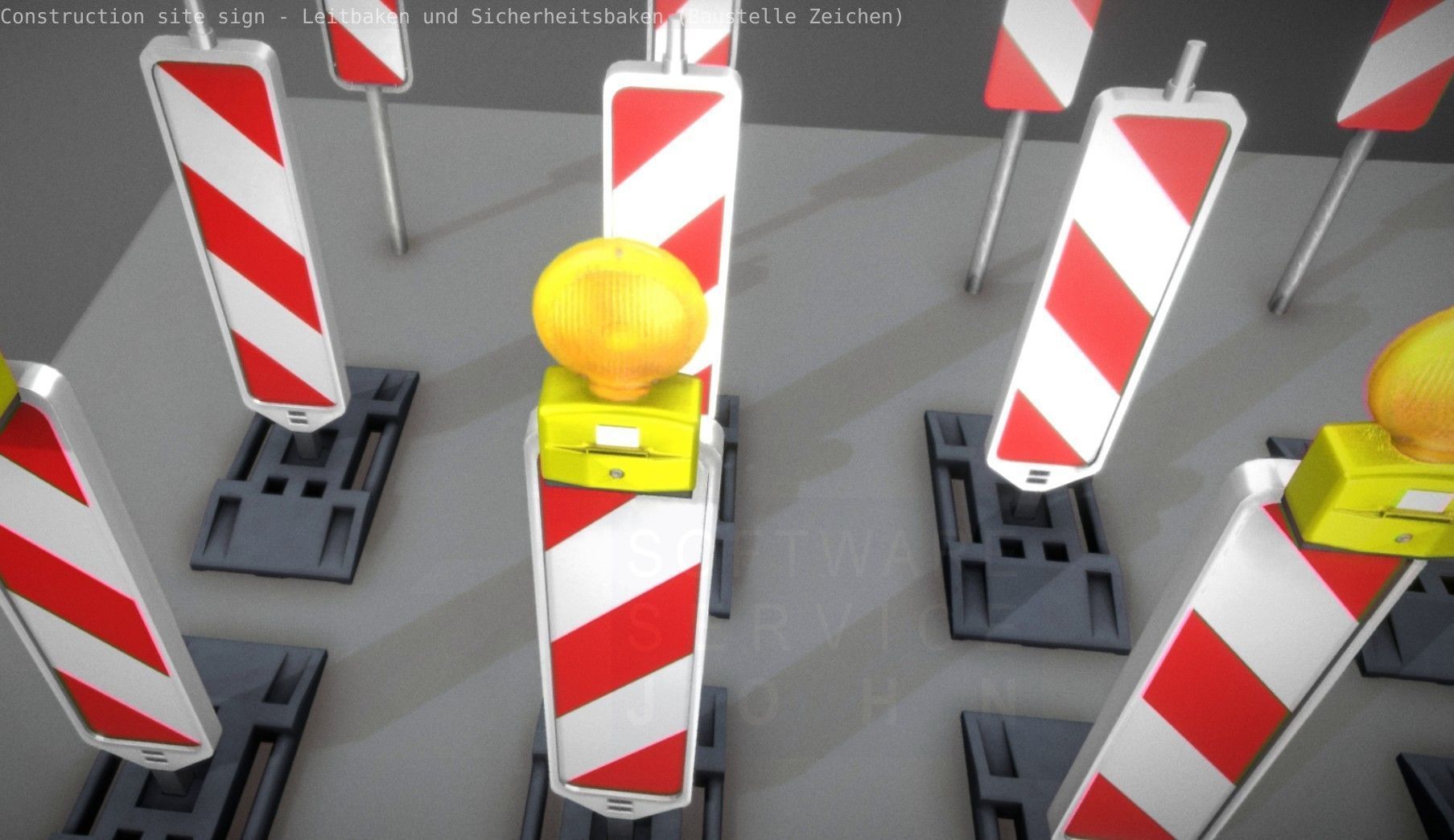 Construction Site Traffic Signs - Pack Low-poly 3D model_68