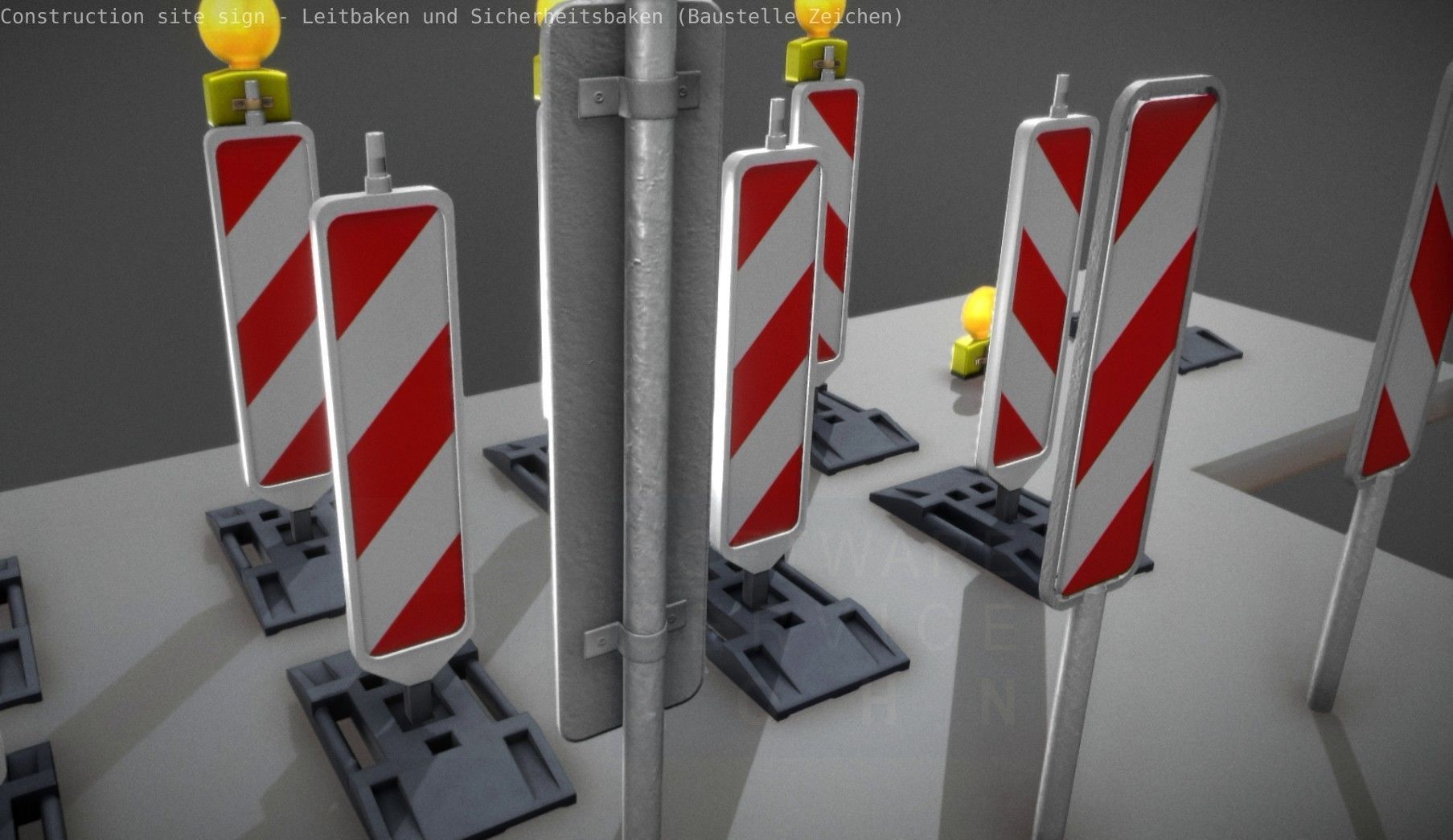 Construction Site Traffic Signs - Pack Low-poly 3D model_78