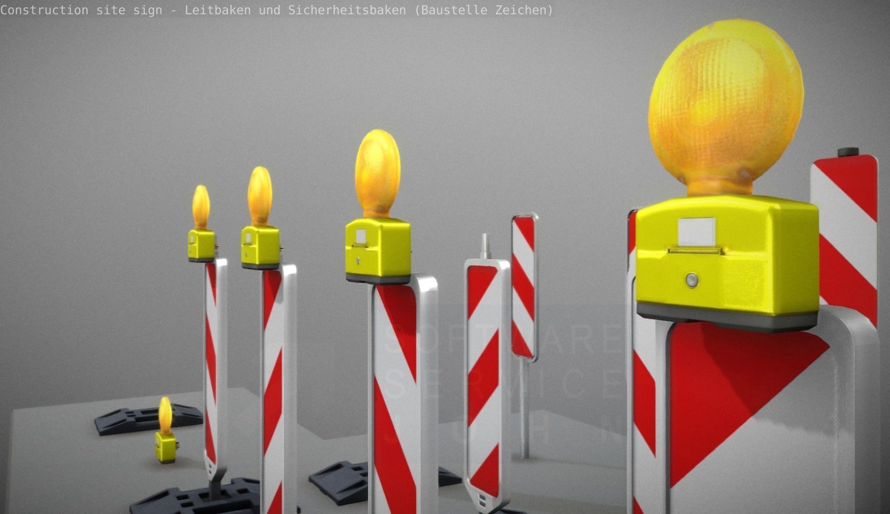 Construction Site Traffic Signs - Pack Low-poly 3D model_22