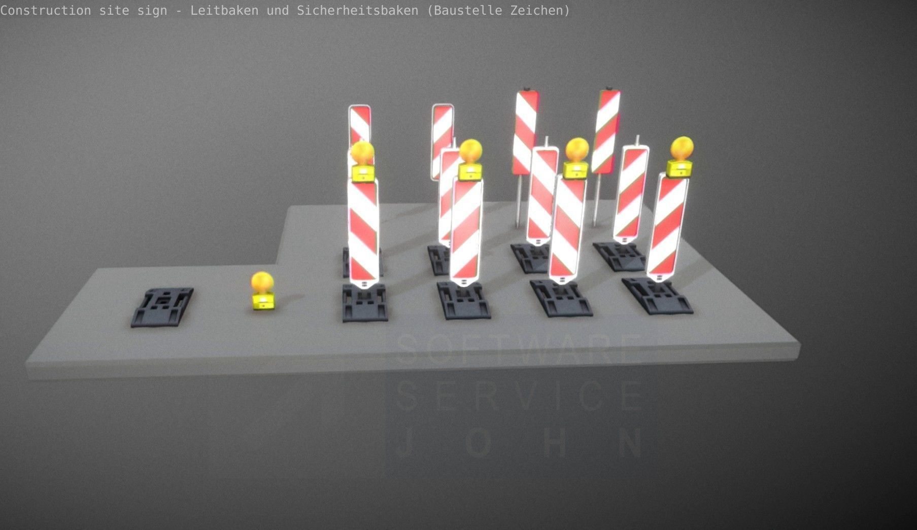 Construction Site Traffic Signs - Pack Low-poly 3D model_58