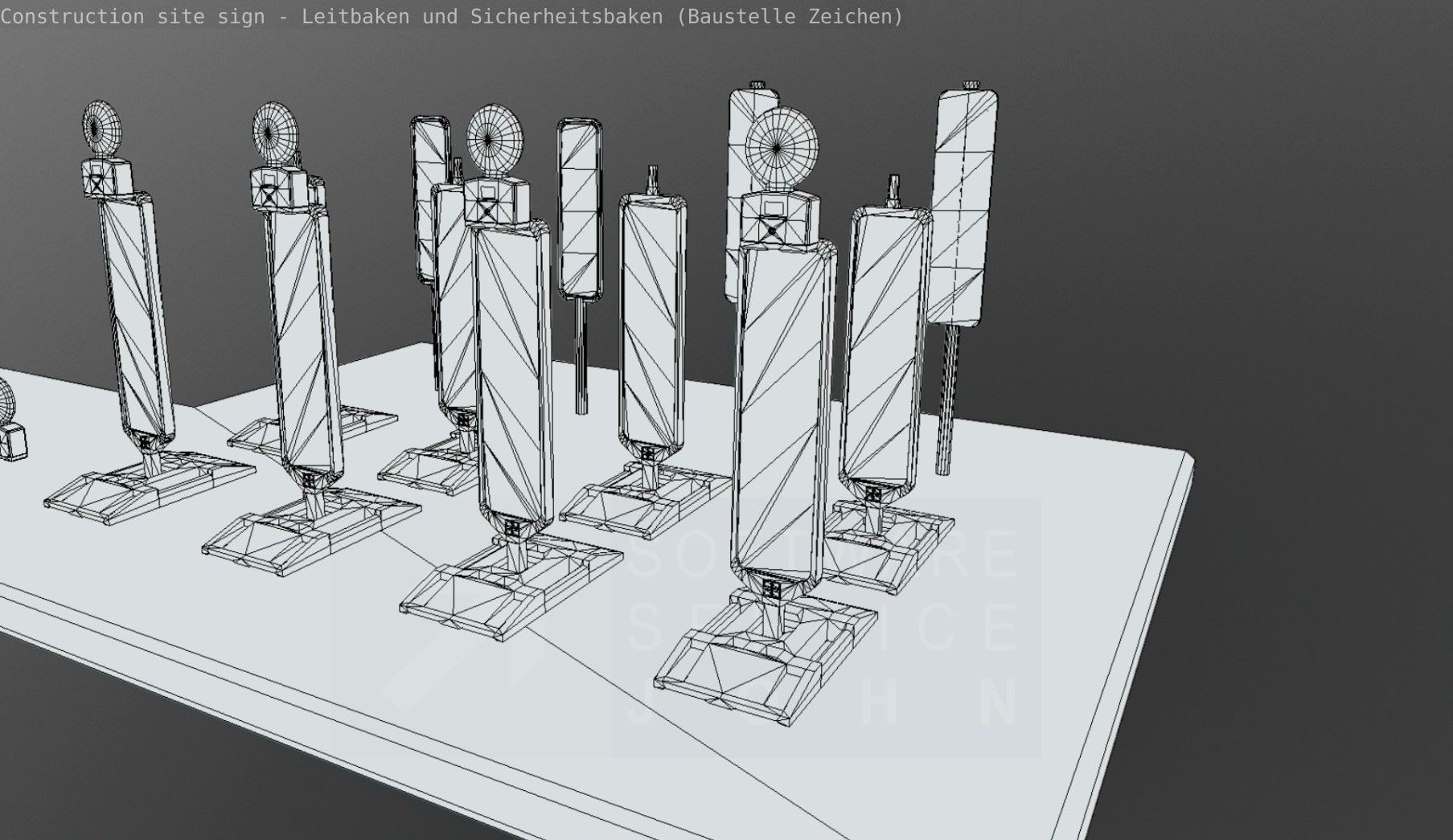 Construction Site Traffic Signs - Pack Low-poly 3D model_25