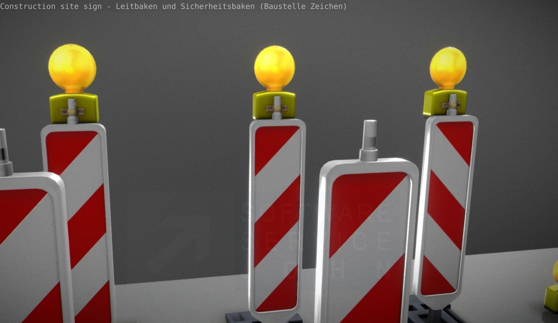 Construction Site Traffic Signs - Pack Low-poly 3D model_36