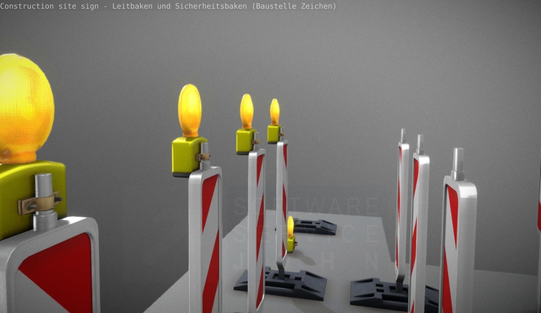 Construction Site Traffic Signs - Pack Low-poly 3D model_89