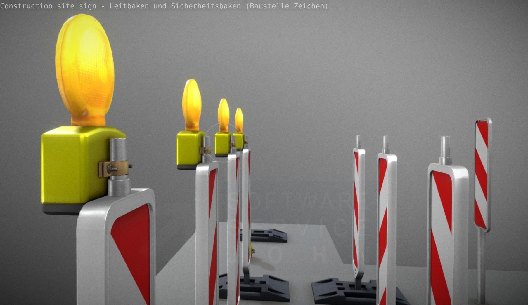 Construction Site Traffic Signs - Pack Low-poly 3D model_44