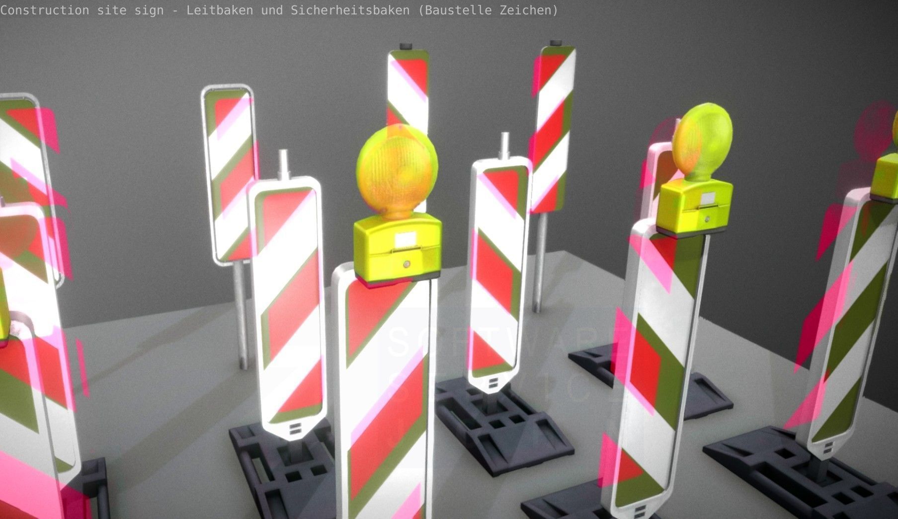 Construction Site Traffic Signs - Pack Low-poly 3D model_59