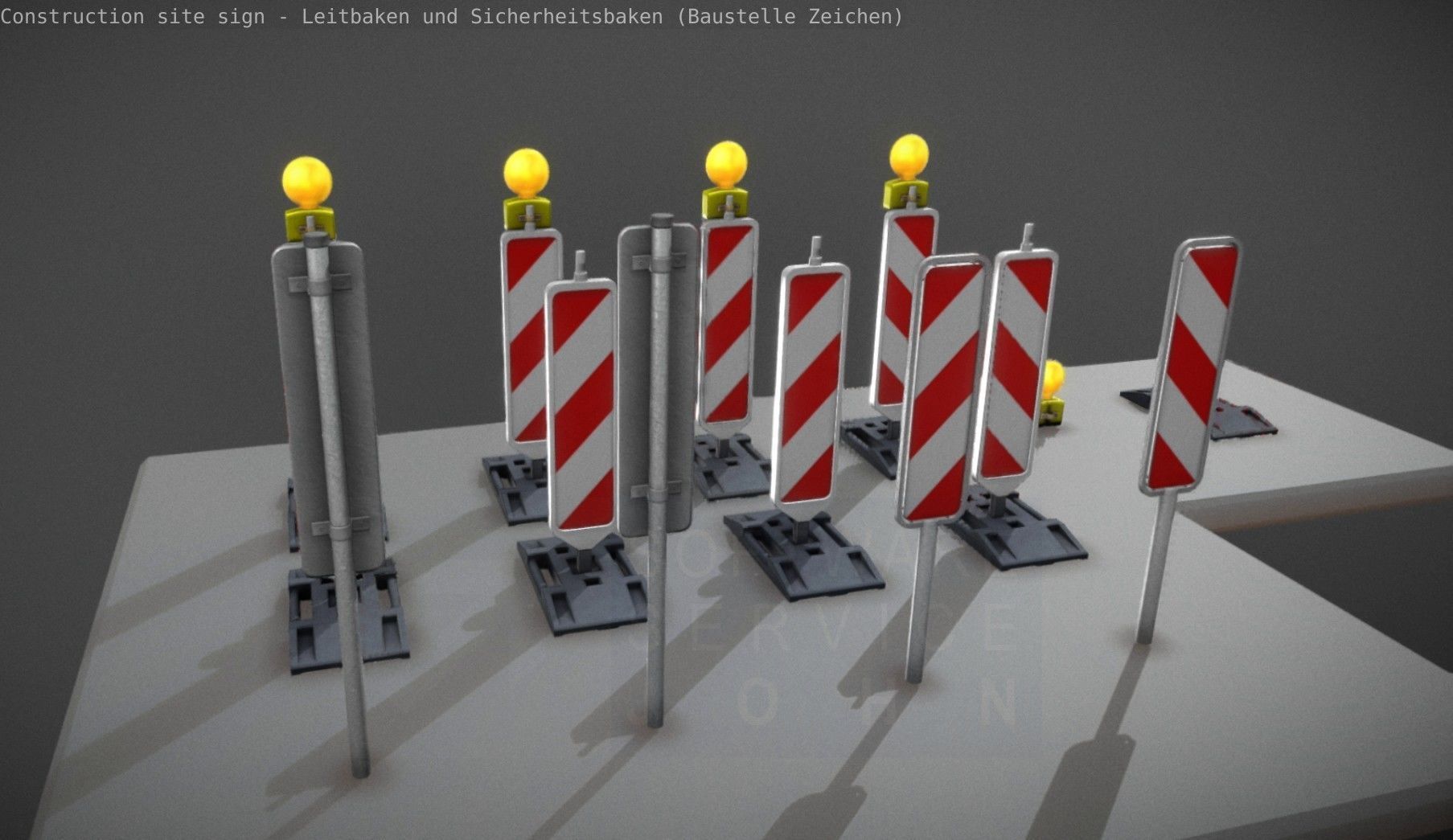 Construction Site Traffic Signs - Pack Low-poly 3D model_40