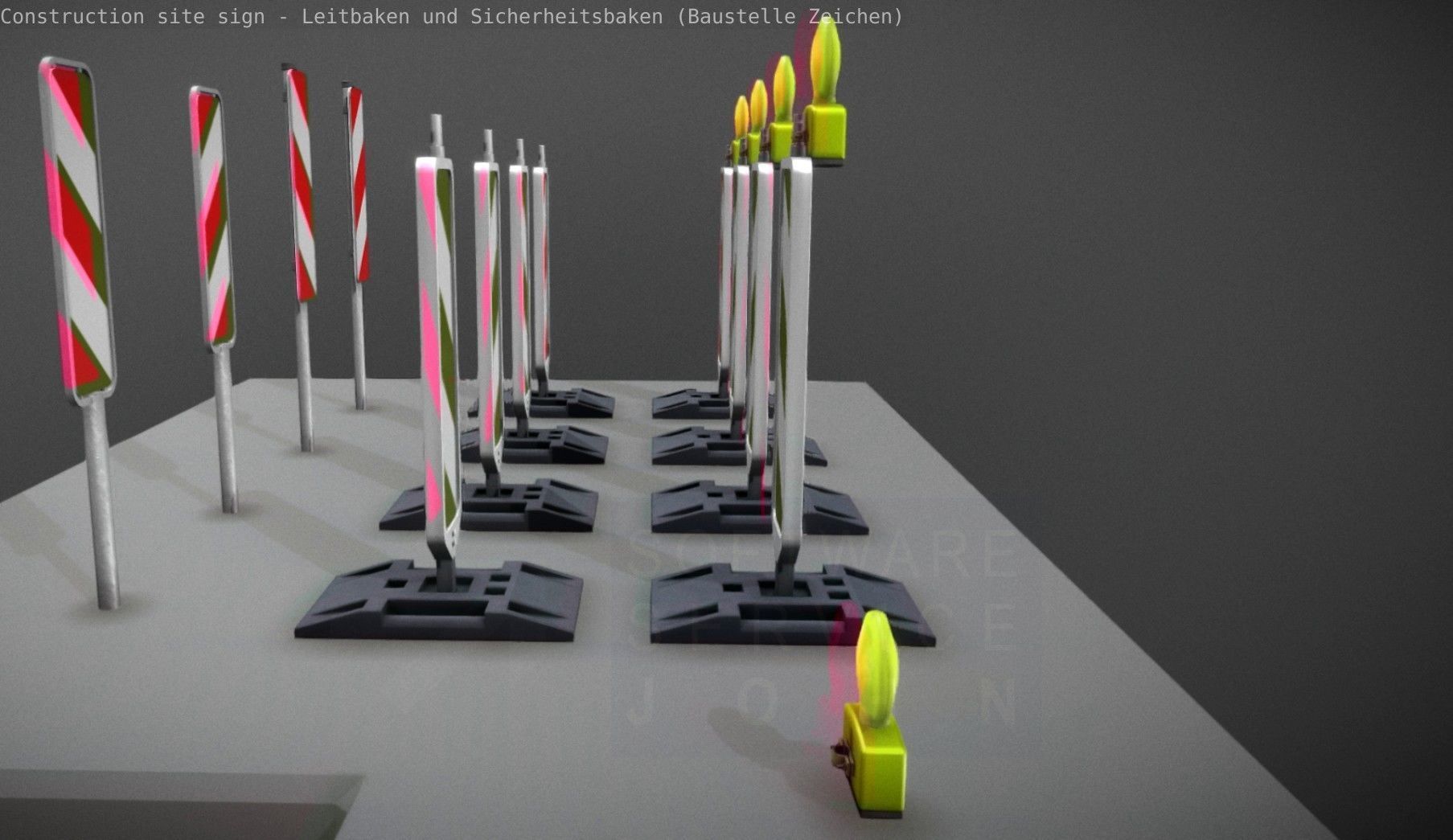 Construction Site Traffic Signs - Pack Low-poly 3D model_55