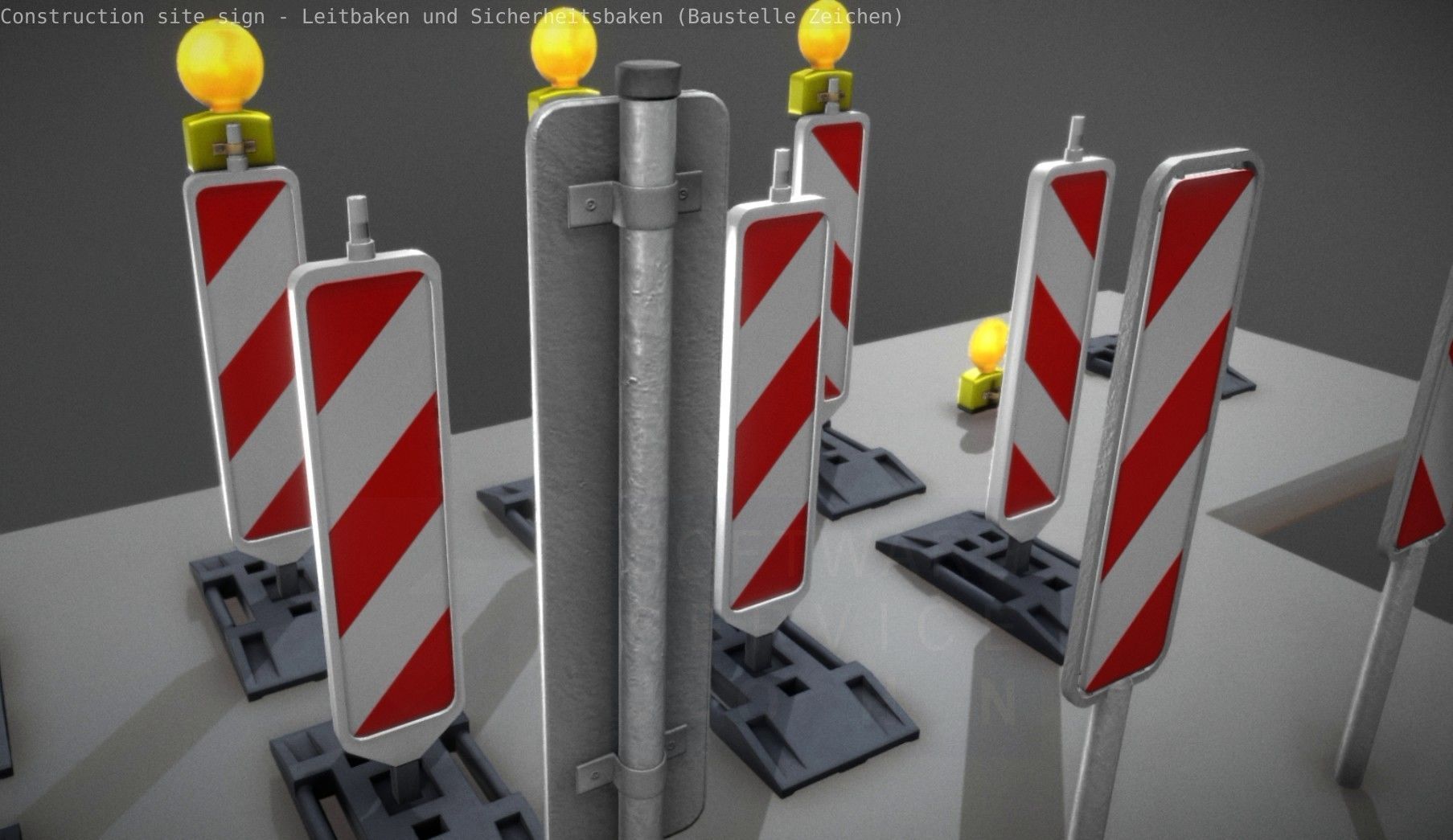 Construction Site Traffic Signs - Pack Low-poly 3D model_73
