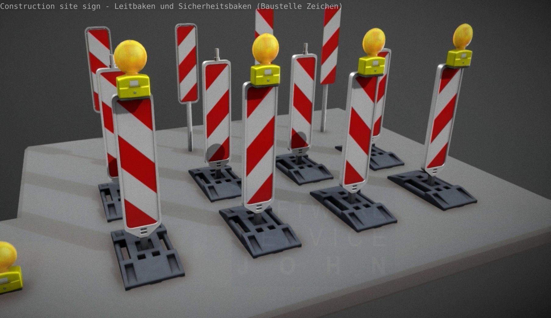 Construction Site Traffic Signs - Pack Low-poly 3D model_83