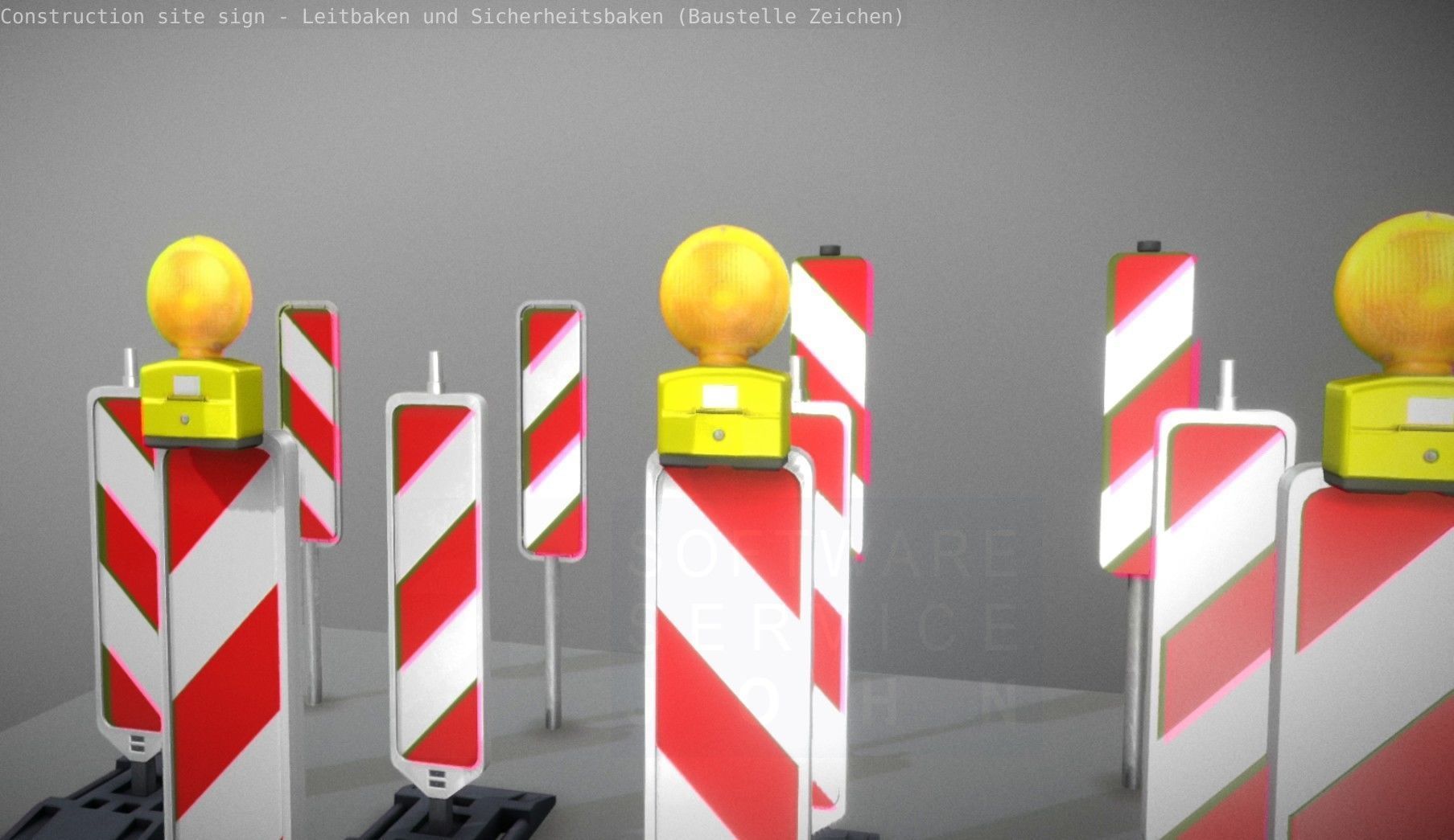 Construction Site Traffic Signs - Pack Low-poly 3D model_9
