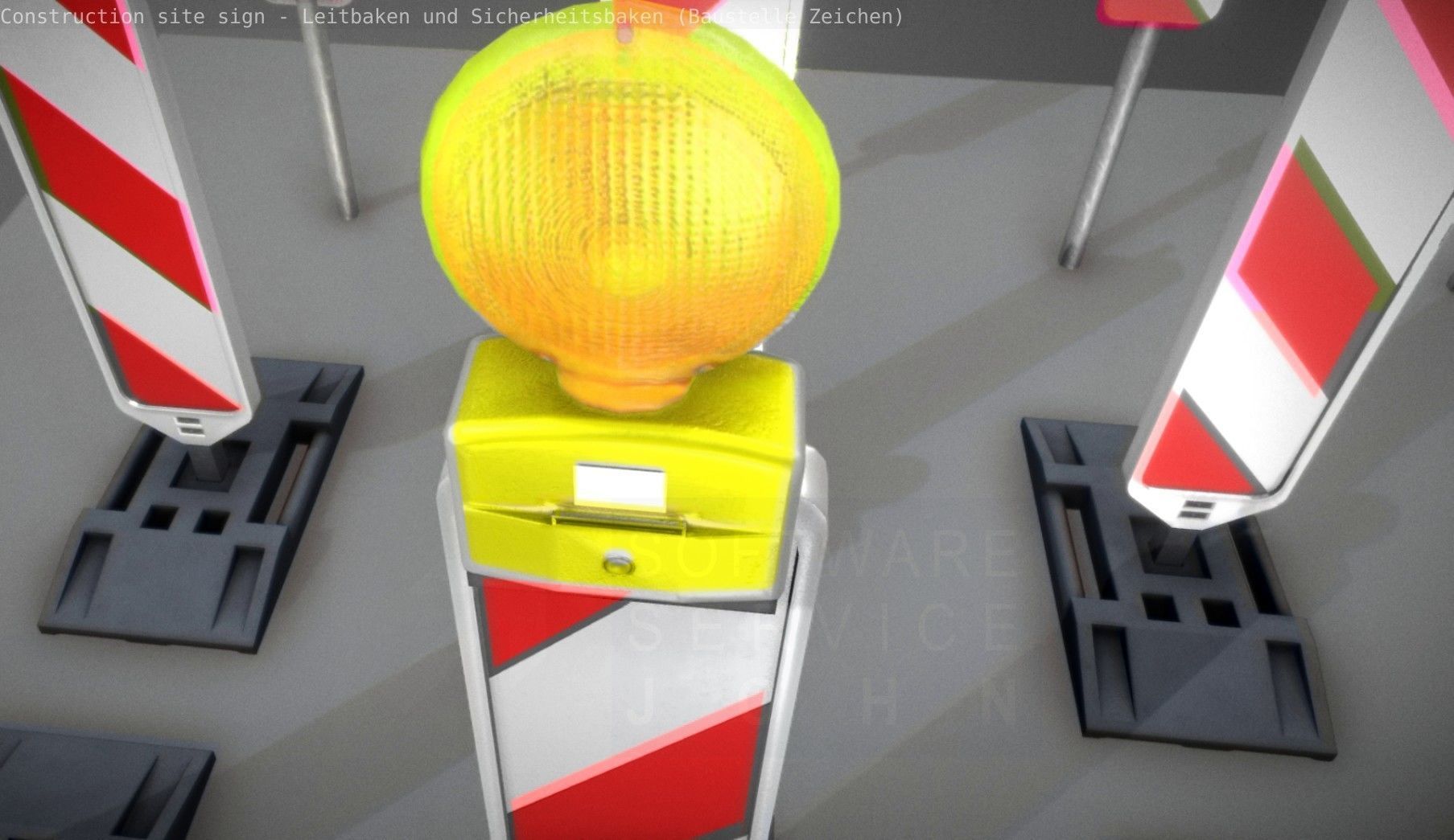 Construction Site Traffic Signs - Pack Low-poly 3D model_2