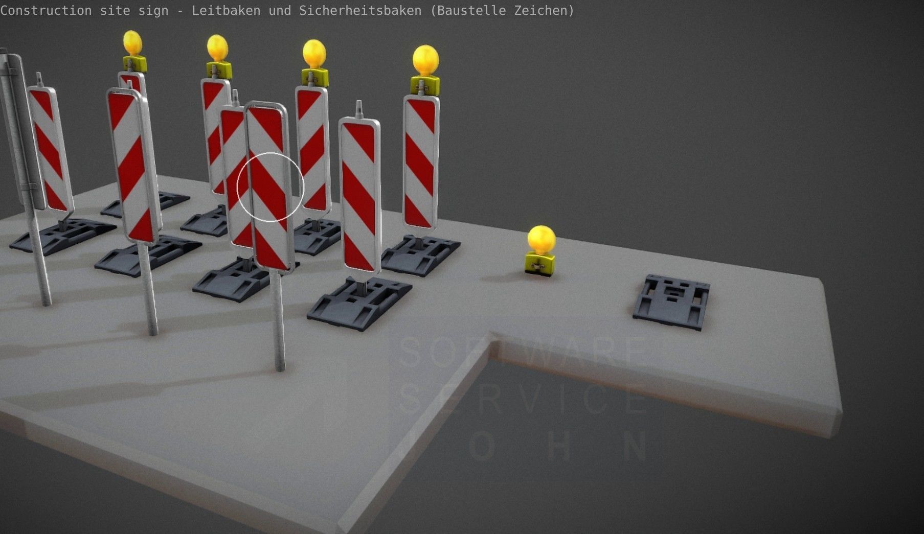 Construction Site Traffic Signs - Pack Low-poly 3D model_42