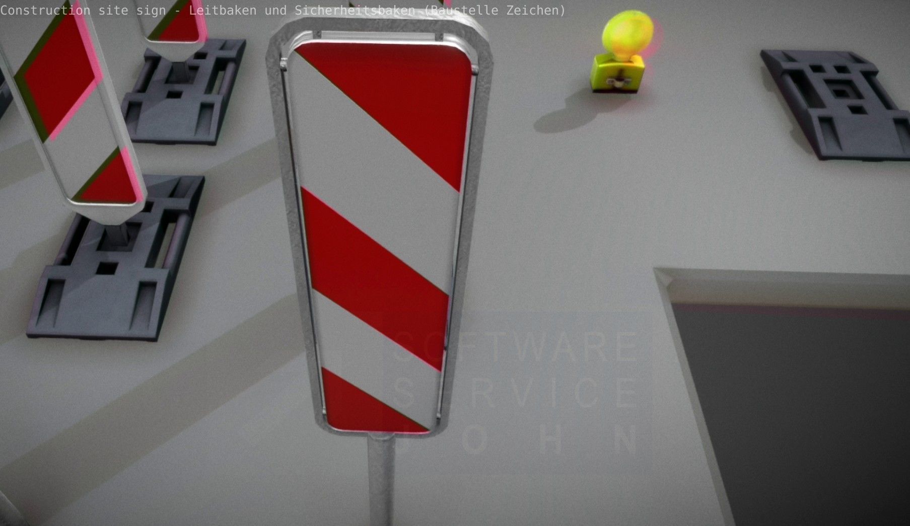 Construction Site Traffic Signs - Pack Low-poly 3D model_92