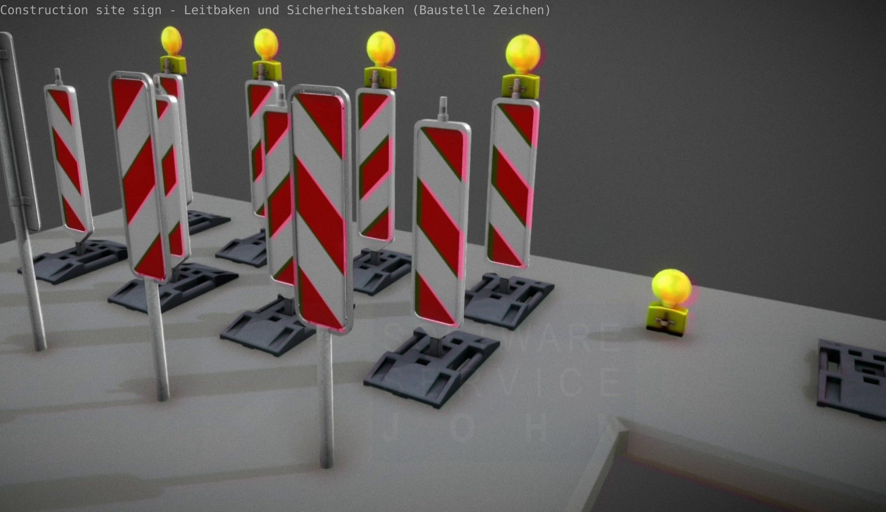 Construction Site Traffic Signs - Pack Low-poly 3D model_56