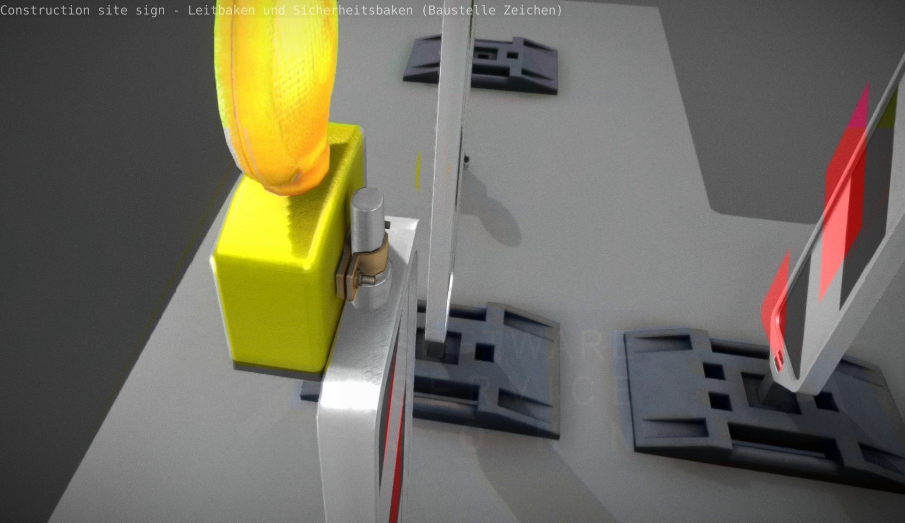 Construction Site Traffic Signs - Pack Low-poly 3D model_96