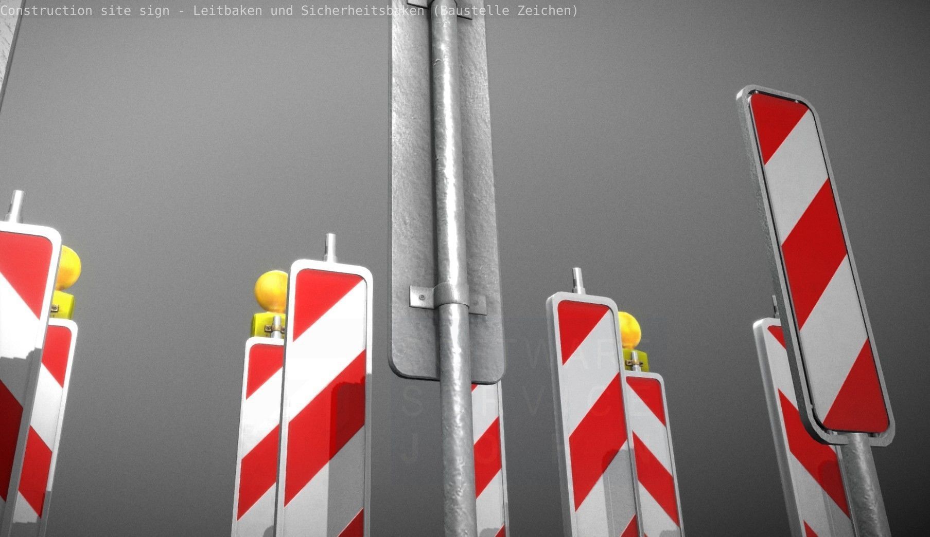 Construction Site Traffic Signs - Pack Low-poly 3D model_94