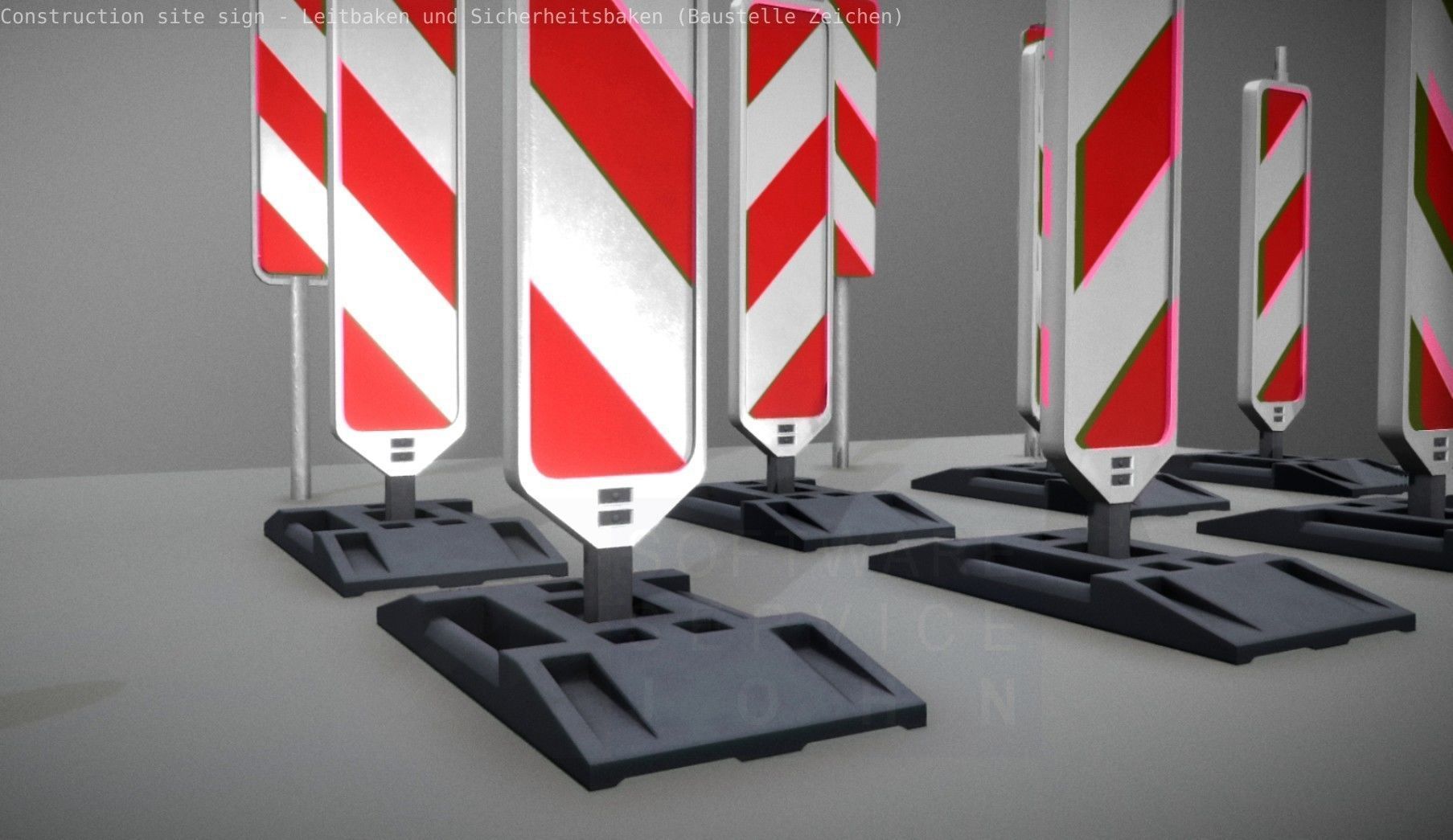 Construction Site Traffic Signs - Pack Low-poly 3D model_75