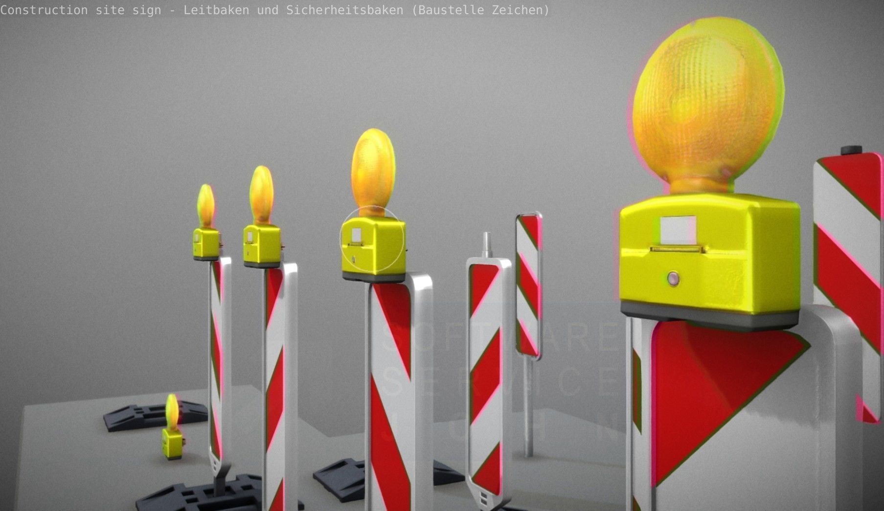 Construction Site Traffic Signs - Pack Low-poly 3D model_16