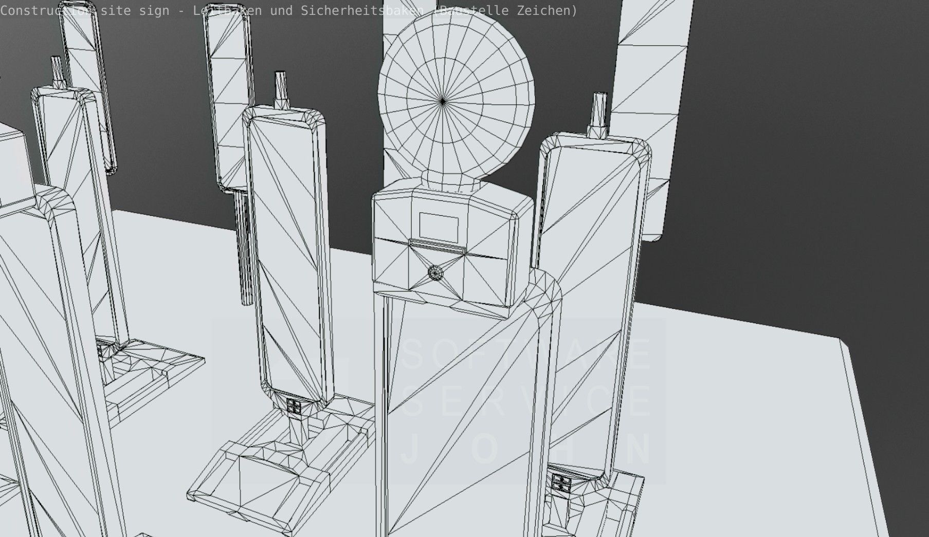 Construction Site Traffic Signs - Pack Low-poly 3D model_17