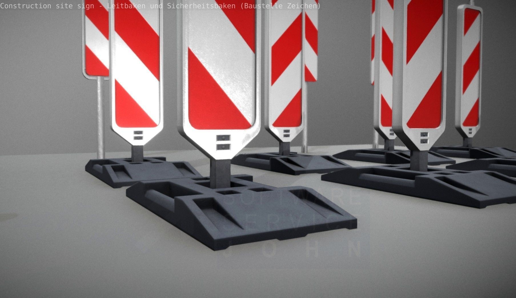 Construction Site Traffic Signs - Pack Low-poly 3D model_47