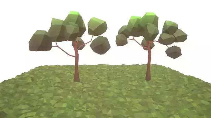 Low Poly Broadleaf Trees Low-poly 3D model