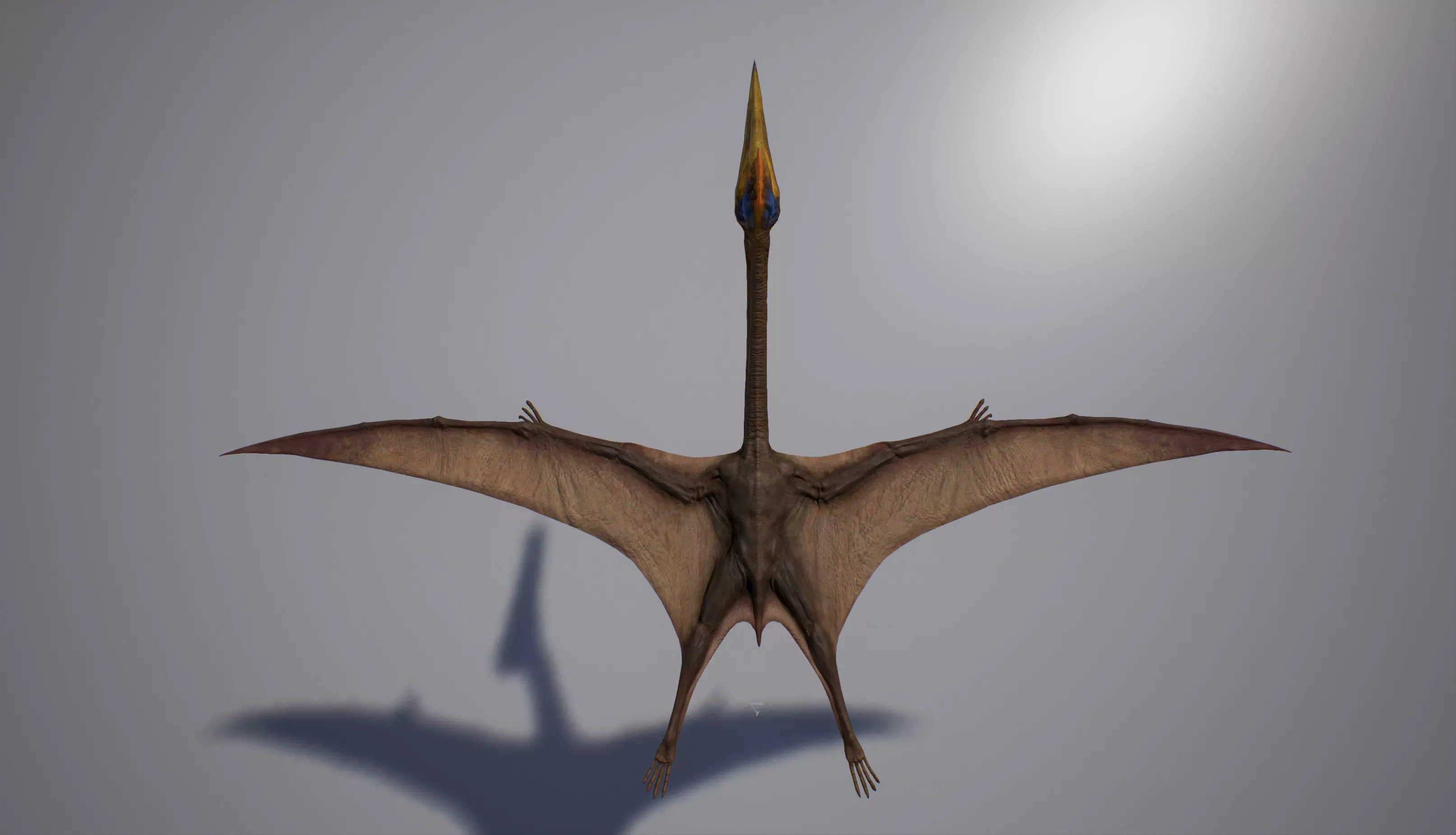 Quetzalcoatlus dinosaur flying in air Low-poly 3D model_0