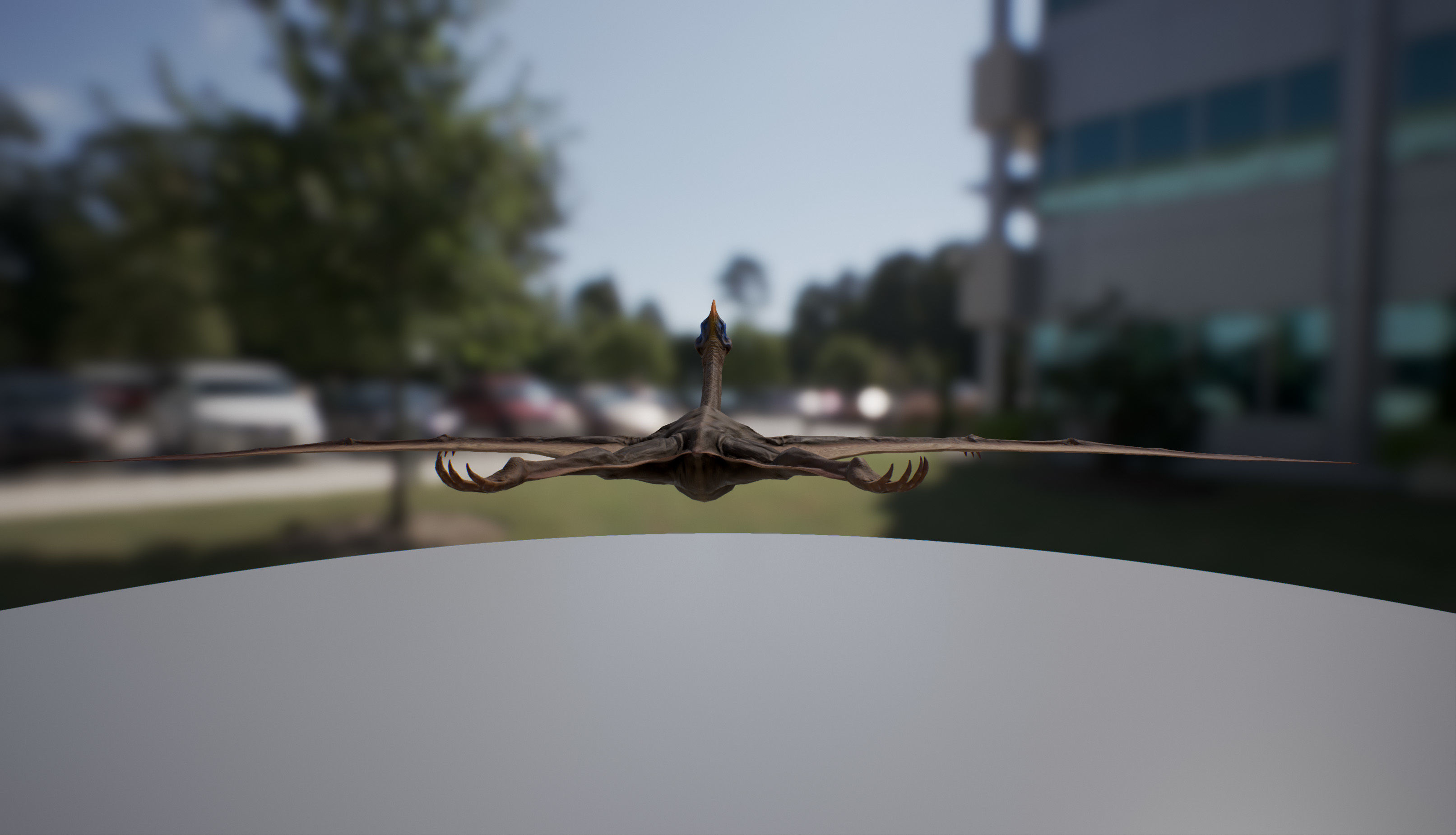 Quetzalcoatlus dinosaur flying in air Low-poly 3D model_4