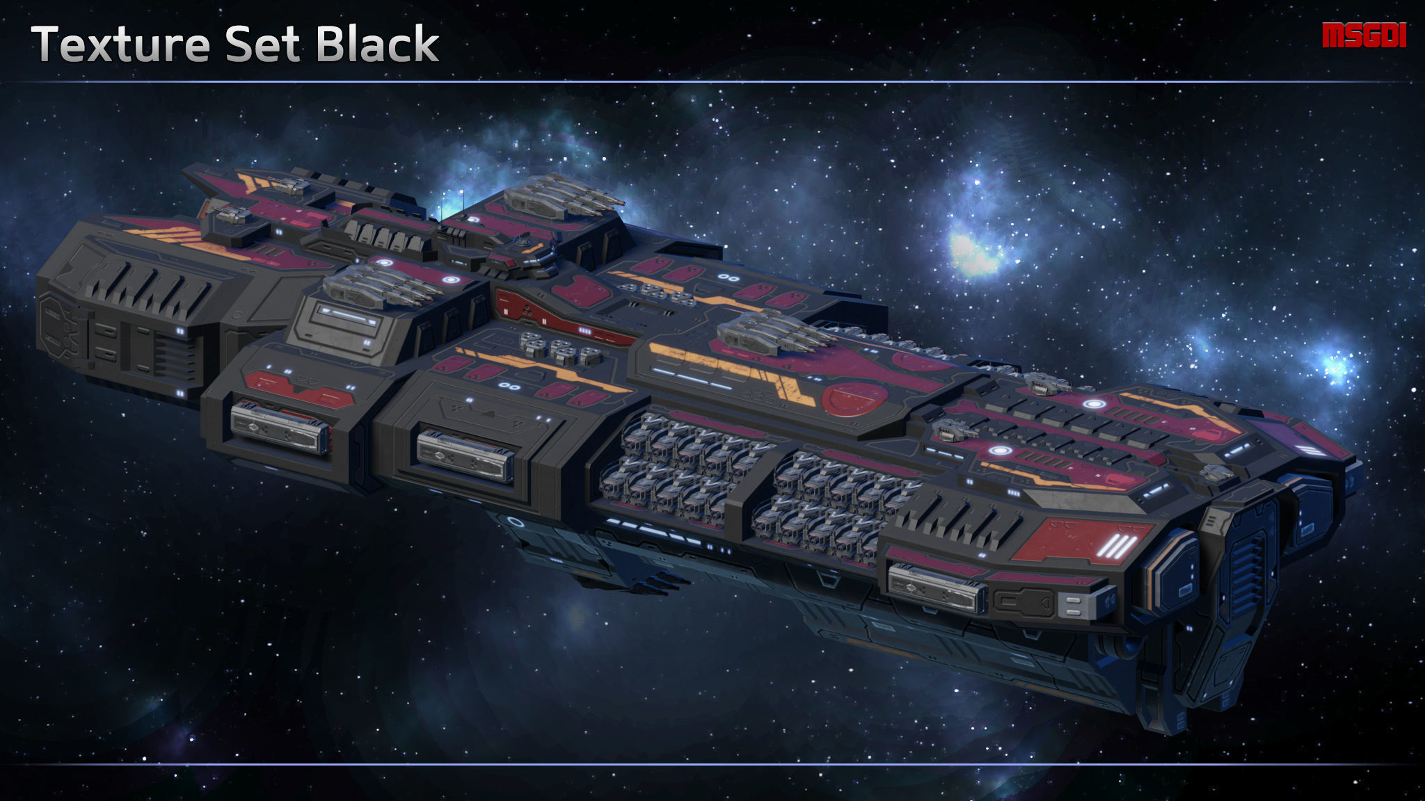 Spaceship Battleship Hellbringer Low-poly 3D model_7