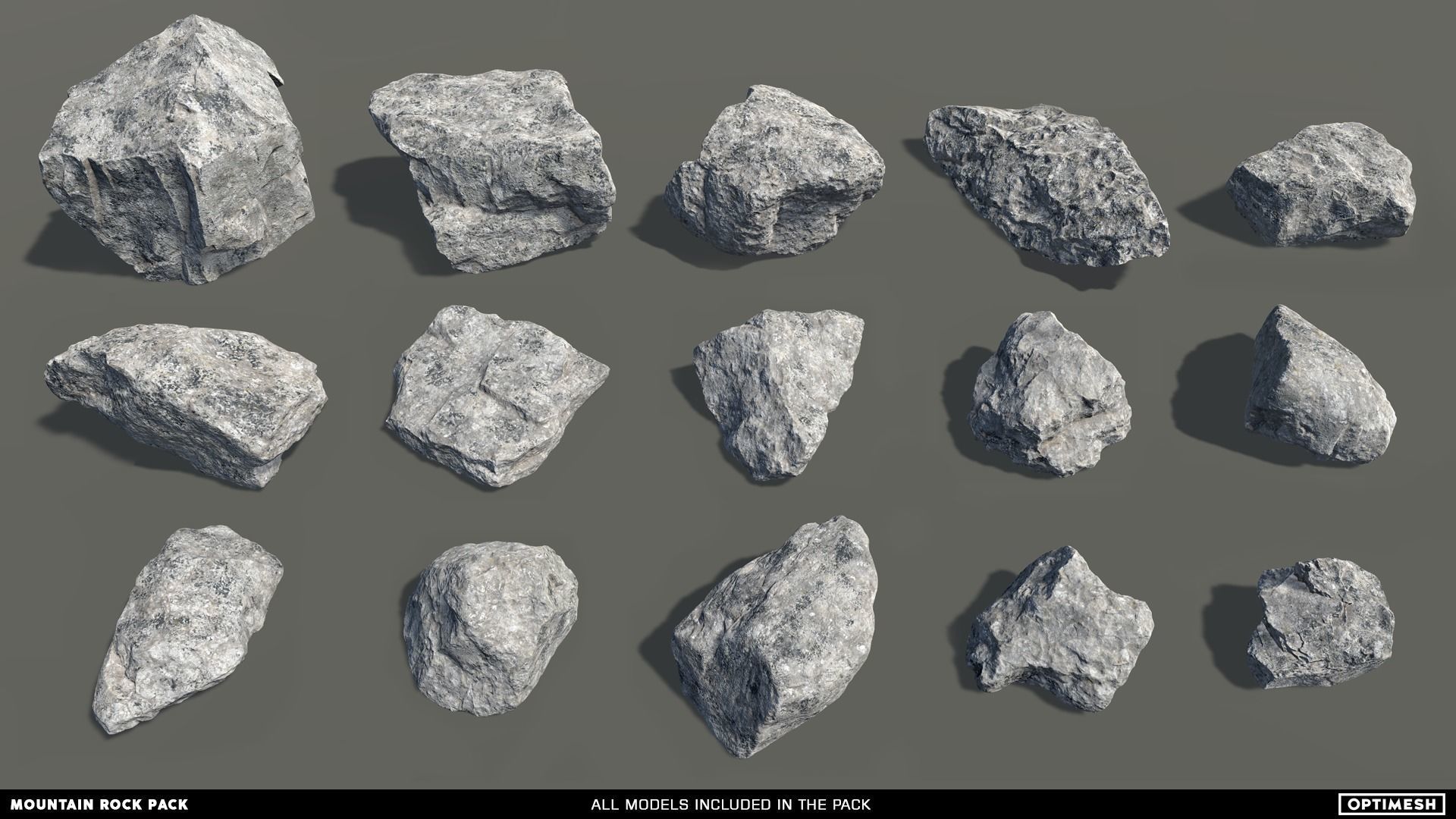 Mountain Rocks - 3D Models PBR Pack Low-poly 3D model_2