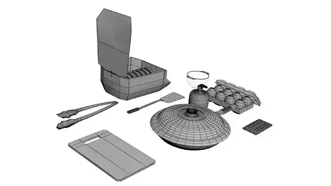 Kitchen Set 2 of tools Low-poly 3D model