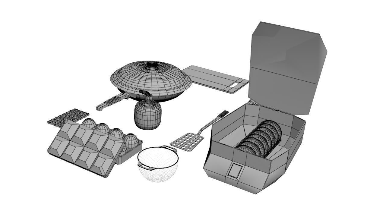 Kitchen Set 2 of tools Low-poly 3D model_2